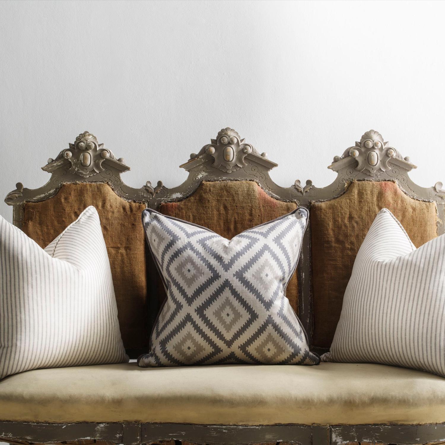 Savannah Storm Sustainable Feather Cushion 55cm X 55cm - Andrew Martin Eco-conscious Linen Blend Viscose Blend Stripe