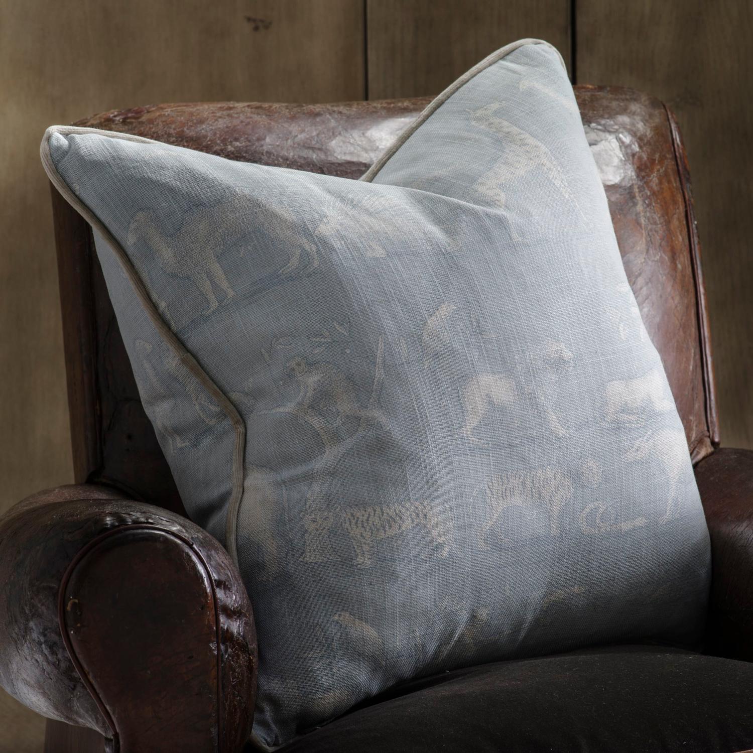 Kingdom Powder Sustainable Feather Cushion 55cm X 55cm - Andrew Martin Eco-conscious Linen Blend Viscose Blend Animal