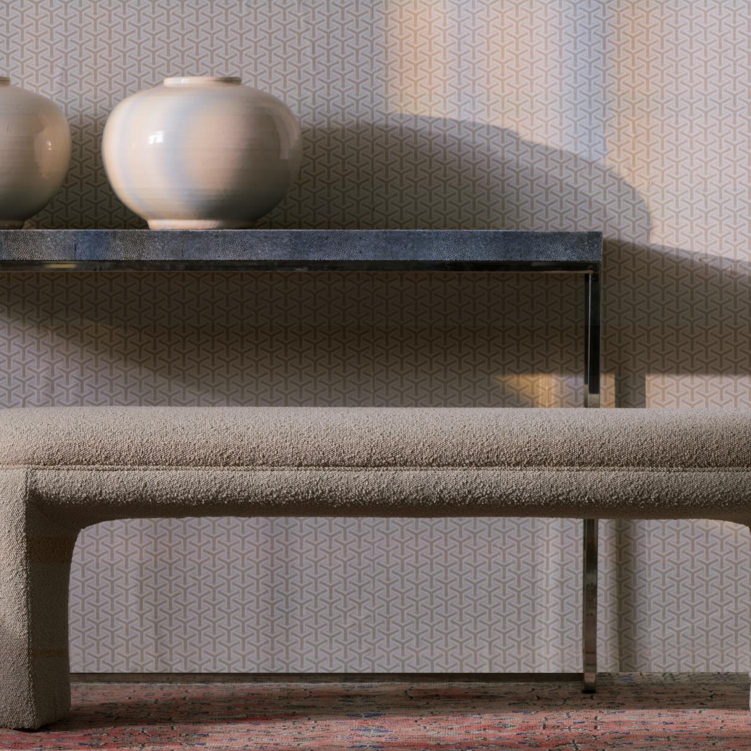 Tilda Bench Chair Dark Neutral - Andrew Martin Boucle