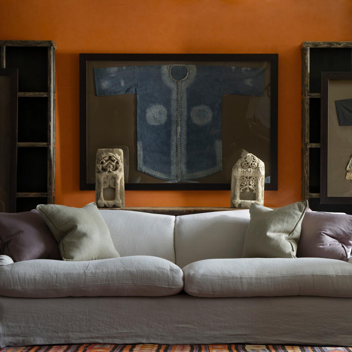 Rocco Sage Sustainable Feather Cushion 55cm X 55cm - Andrew Martin With Trim Fringe Linen Linen Blend Plain