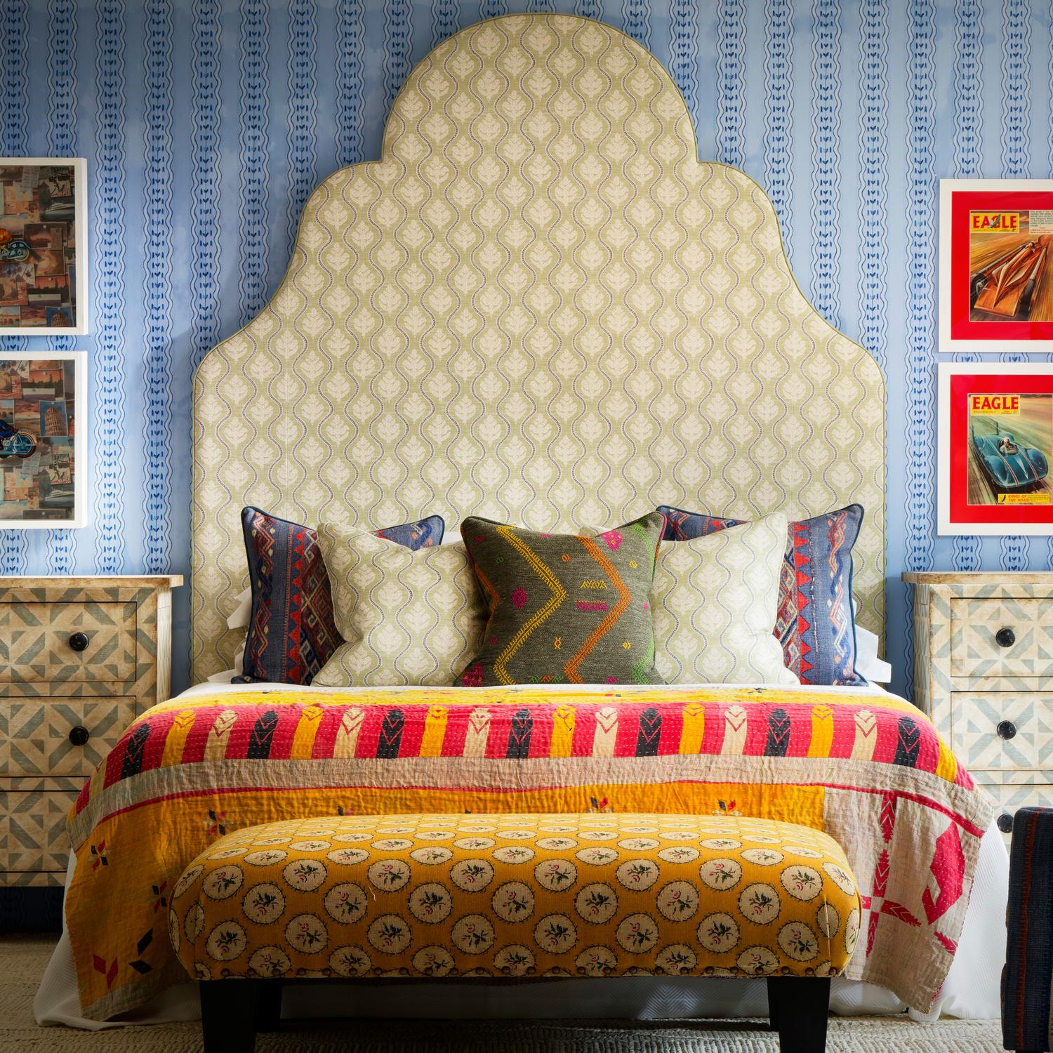 Diego Charcoal Sustainable Feather Cushion - Andrew Martin Kit Kemp Linen Linen Blend Embroidered Geometric