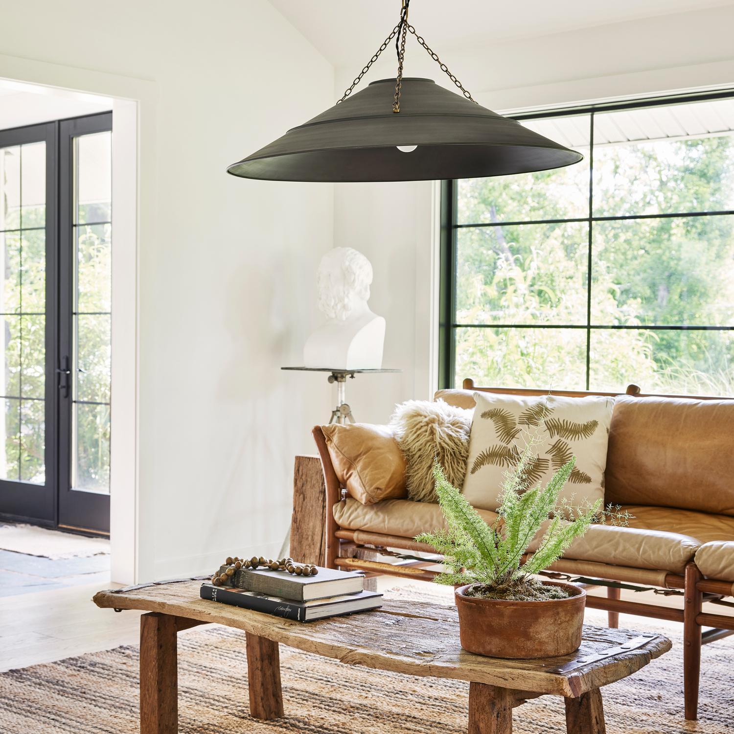 Arcane Pendant Light Medium Black Brass - Andrew Martin