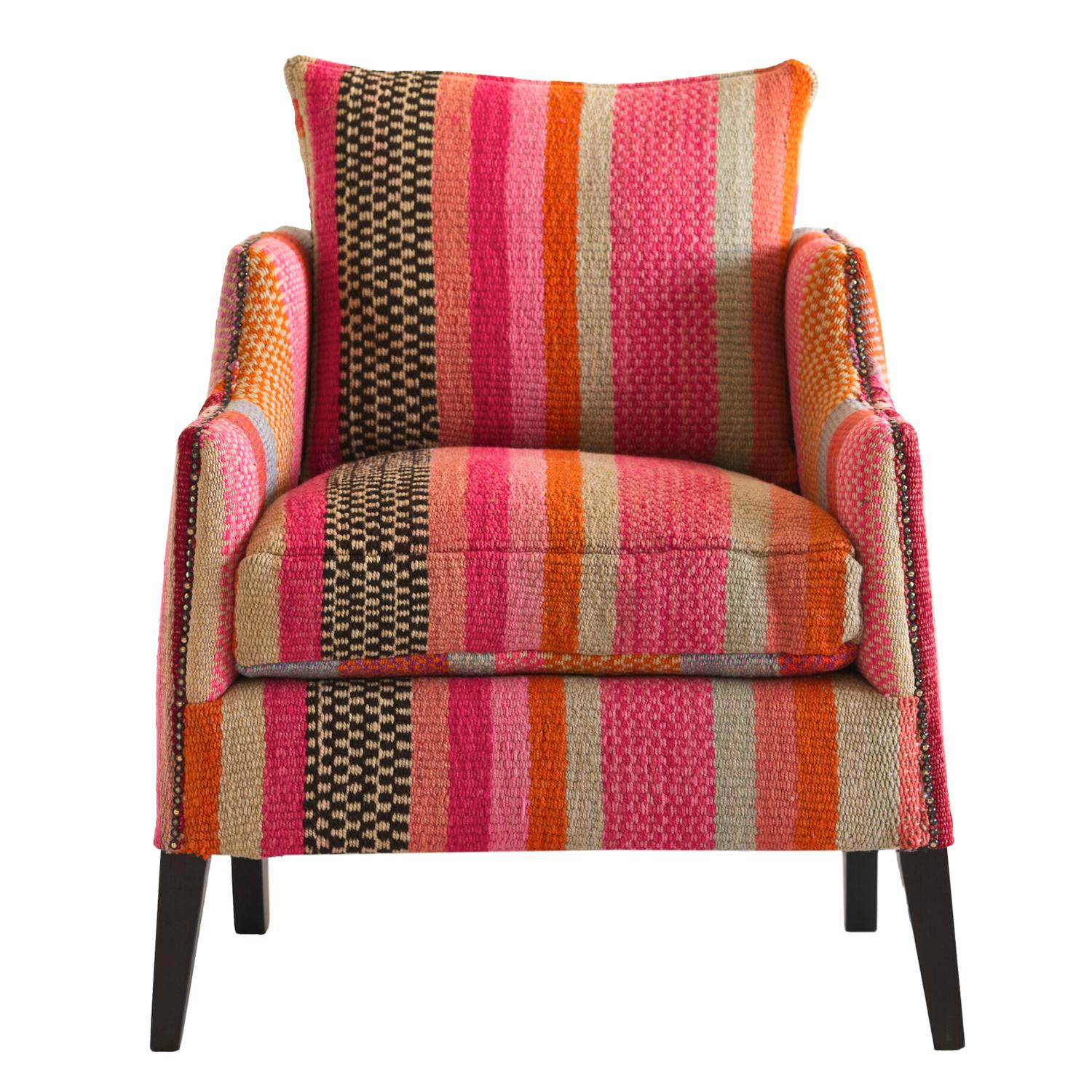 Regal Chair Andean Armchair Pink Orange Gold - Andrew Martin Wool