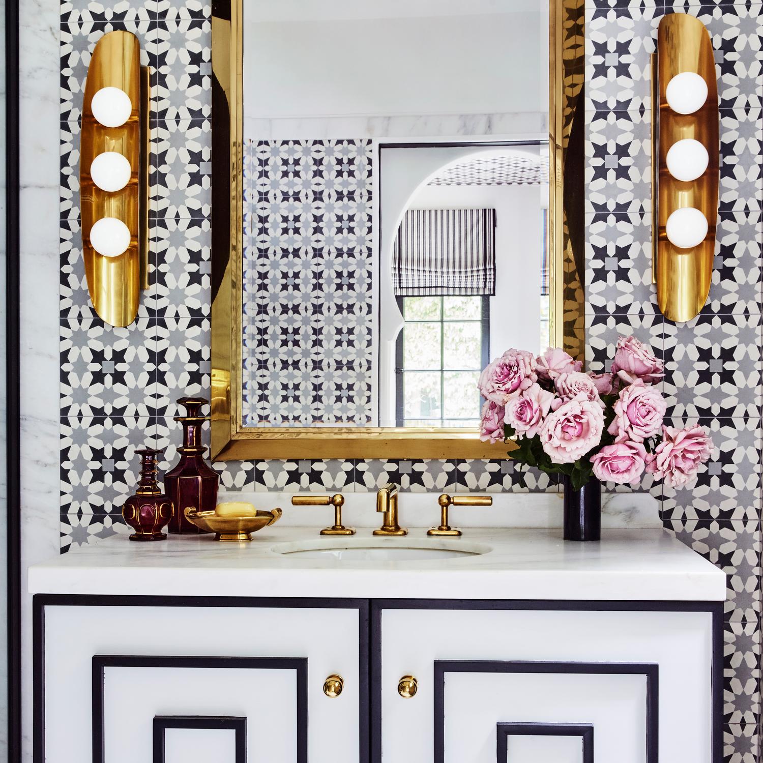 Hopper Treble Wall Light Black Brass - Andrew Martin