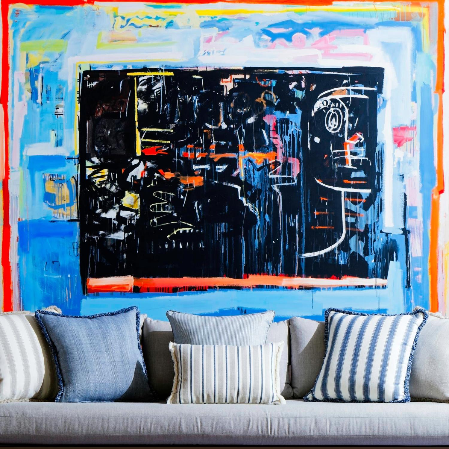 Riviera Navy Hollowfibre Cushion 55cm X 55cm - Andrew Martin Sophie Paterson Herringbone