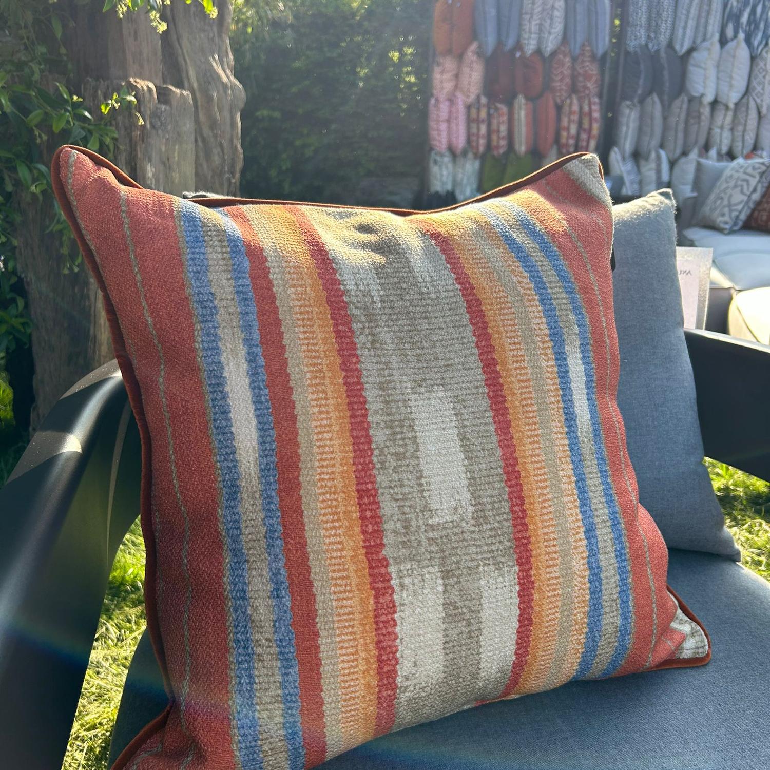 Argo Brick Outdoor Hollowfibre Cushion 55cm X 55cm - Andrew Martin Stripe