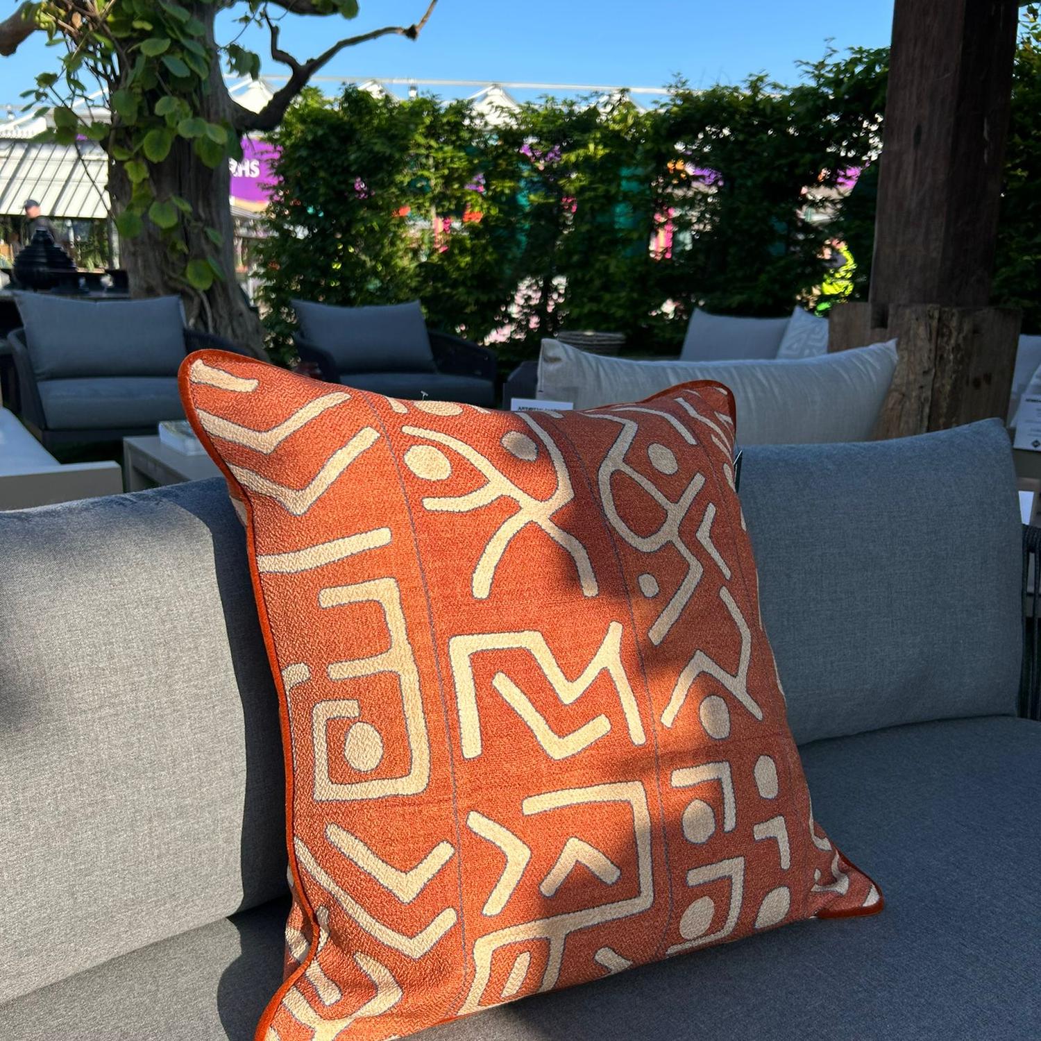 Trojan Brick Outdoor Hollowfibre Cushion 55cm X 55cm - Andrew Martin Geometric