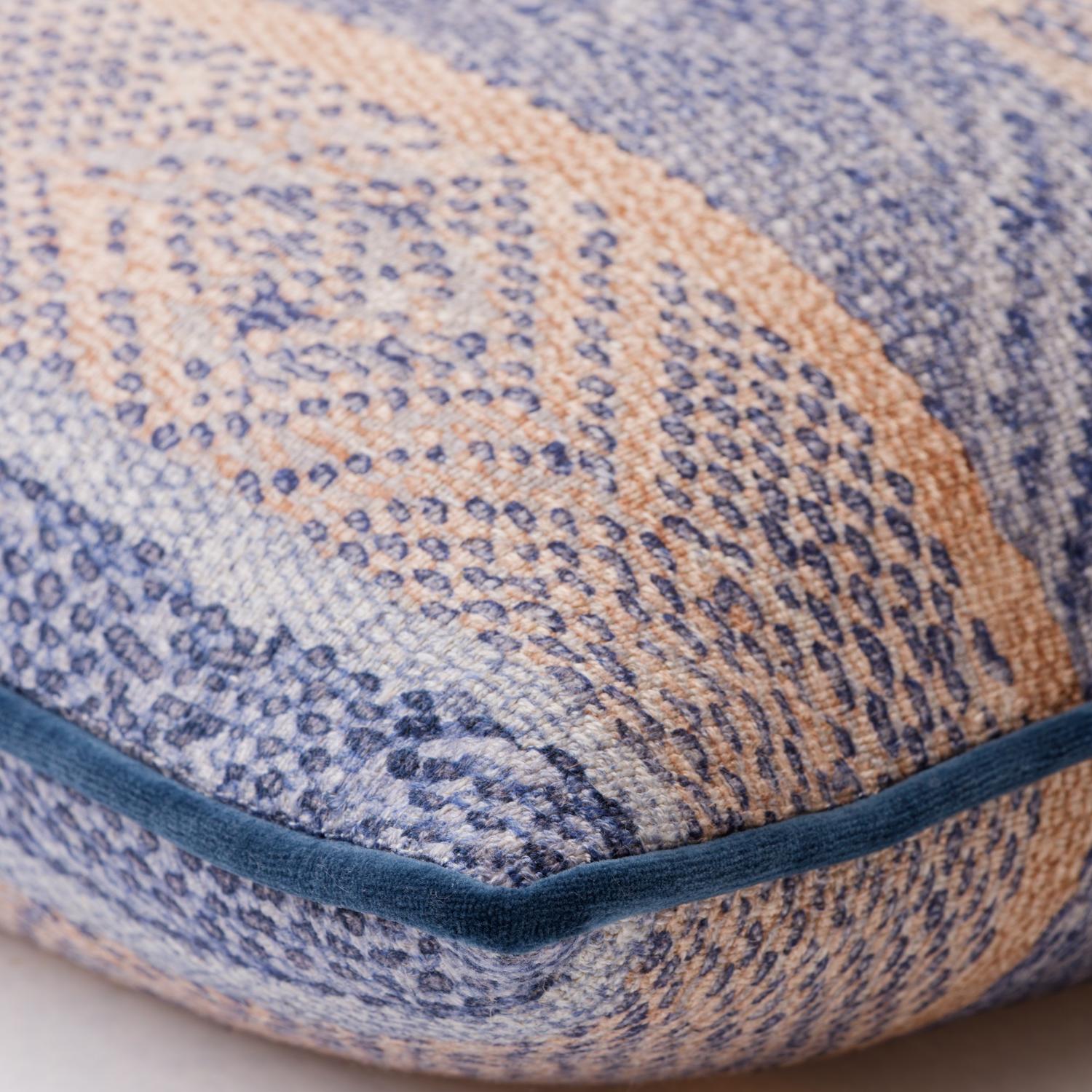 Isthmus Denim Sustainable Feather Cushion 55cm X 55cm - Andrew Martin Linen Linen Blend Viscose Blend Herringbone Stripe