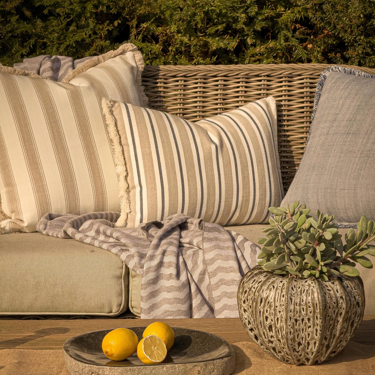 Coast Sand Navy Hollowfibre Cushion 55cm X 40cm Sand Navy - Andrew Martin Sophie Paterson Stripe