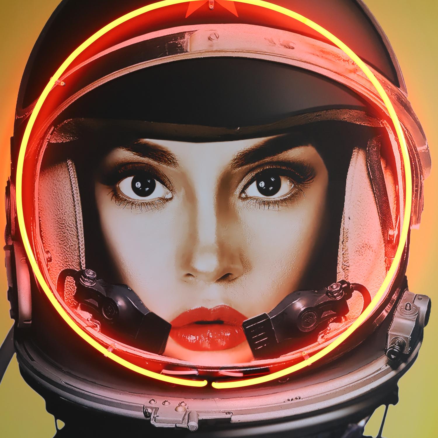 Neon - Space Girl In Black - Small Neon Artwork 80cm X 120cm - Andrew Martin