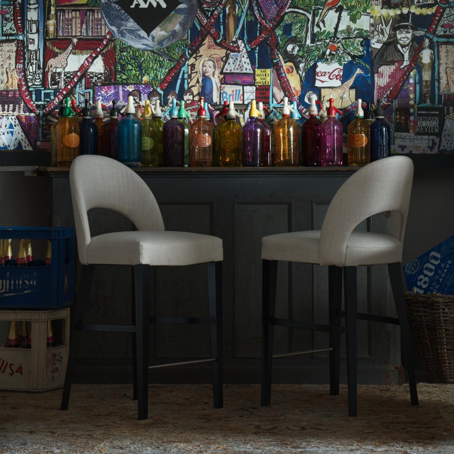 Dune Bar Stool Linen Bar Stool Caucasus Linen - Andrew Martin