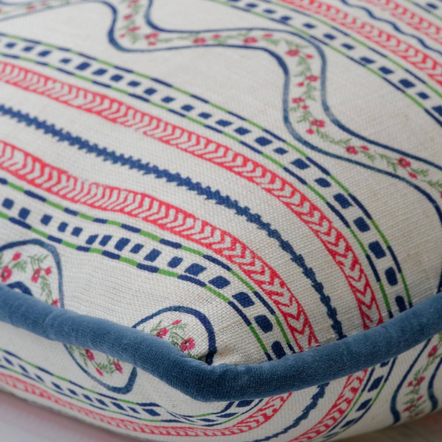 Flow Pink Sustainable Feather Cushion - Andrew Martin Kit Kemp Linen Linen Blend Floral Stripe