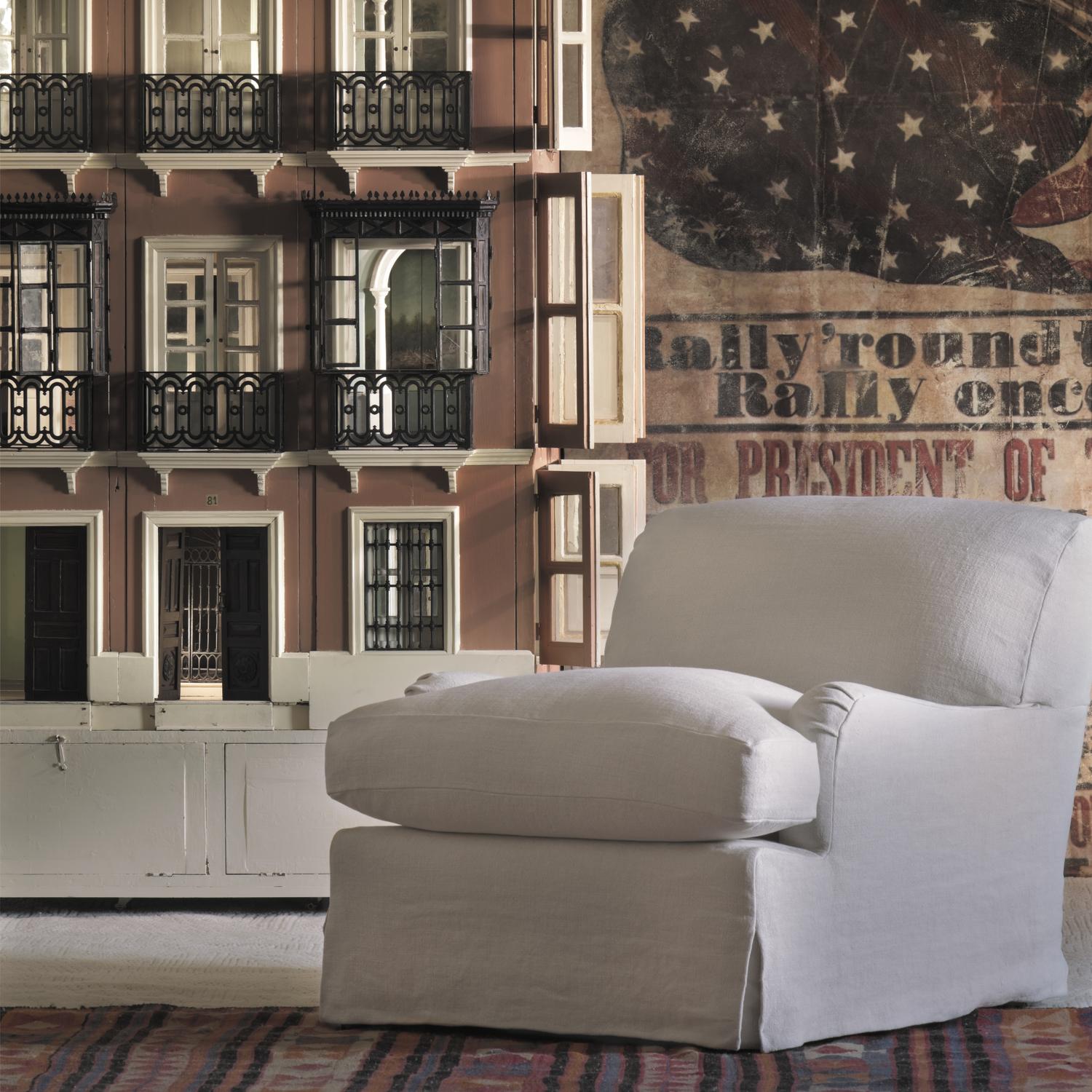 Lady May Chair Stone Armchair Light Neutral - Andrew Martin Linen