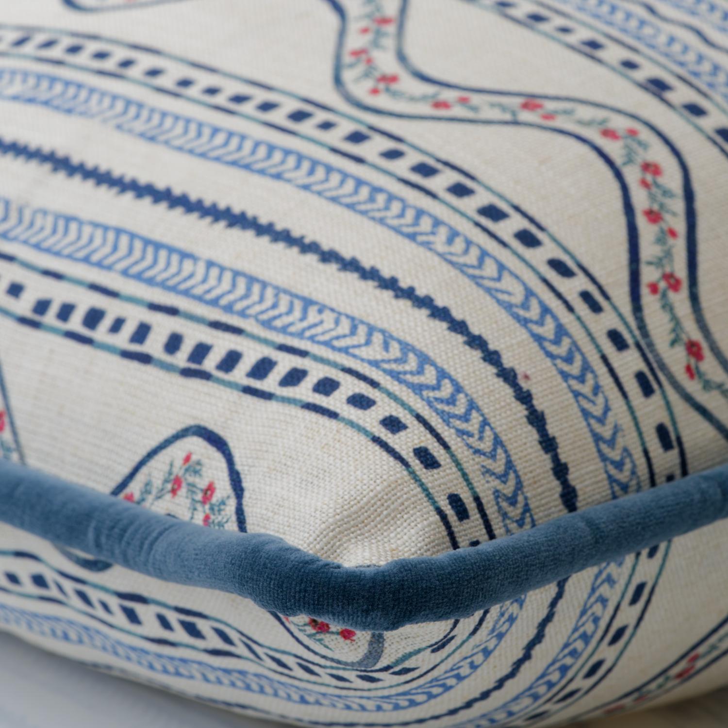 Flow Denim Sustainable Feather Cushion Pink - Andrew Martin Kit Kemp Linen Linen Blend Floral Stripe