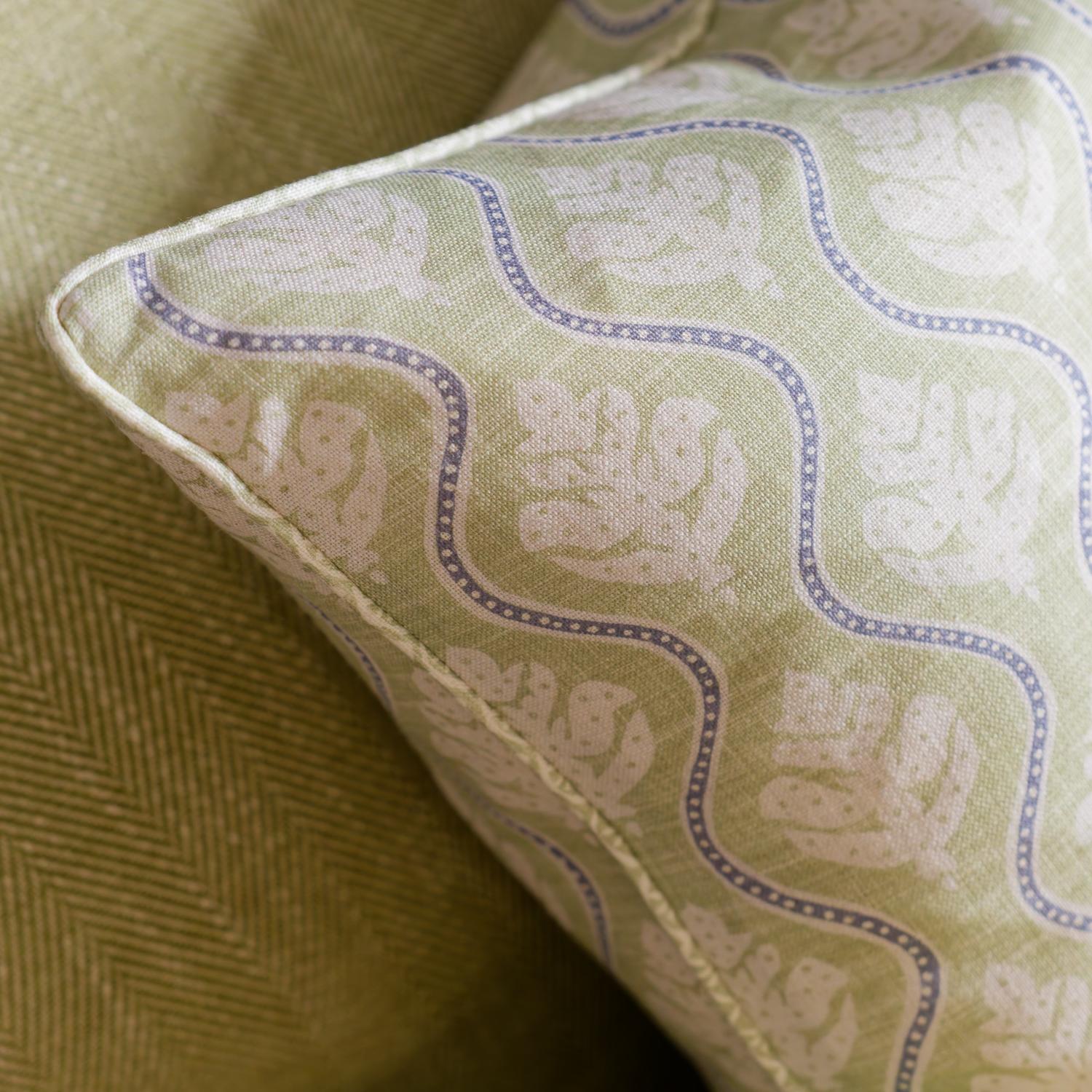 Fig Fennel Sustainable Feather Cushion 55cm X 55cm - Andrew Martin Linen Linen Blend Floral Small Prints