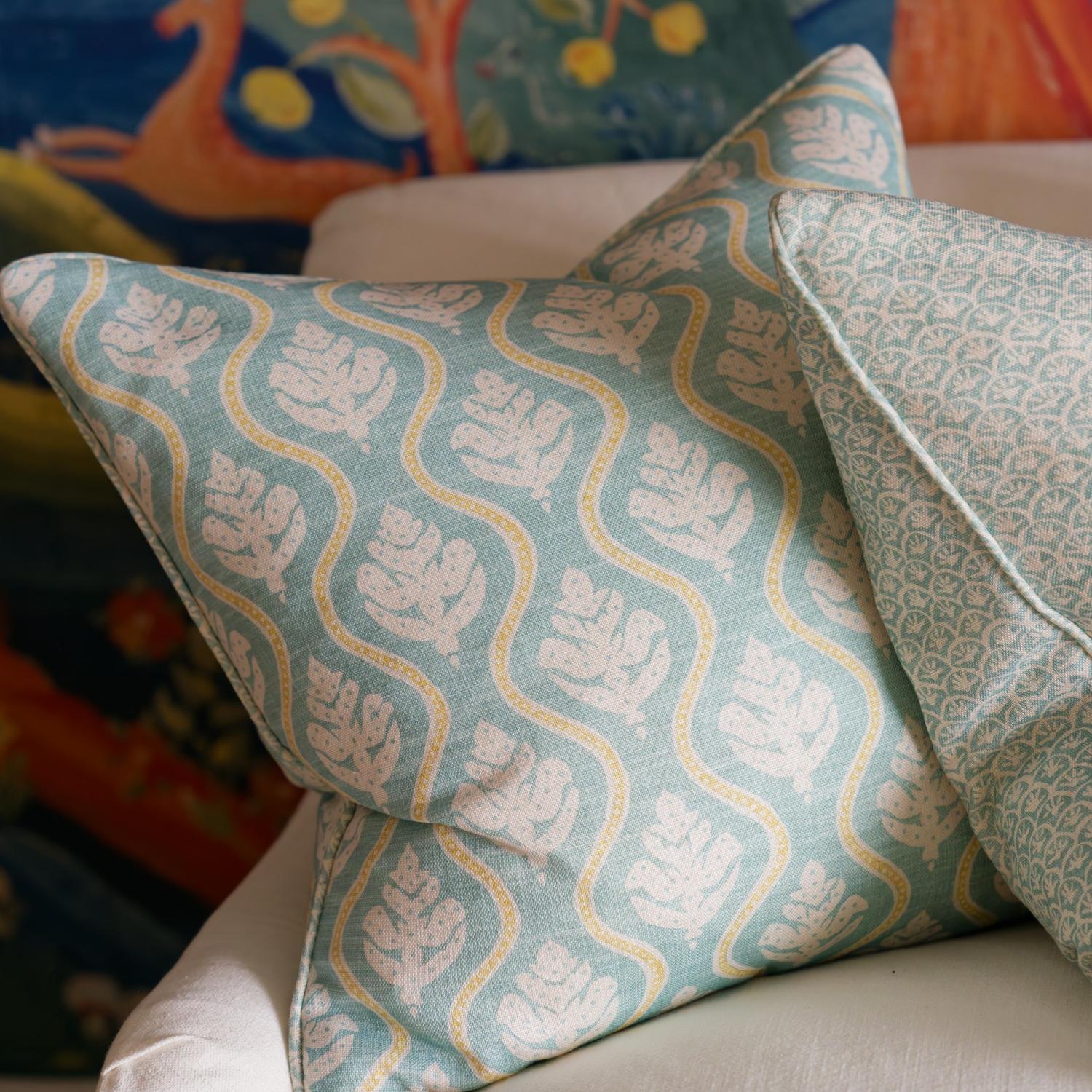 Fig Brook Sustainable Feather Cushion 55cm X 55cm - Andrew Martin Linen Linen Blend Floral Small Prints