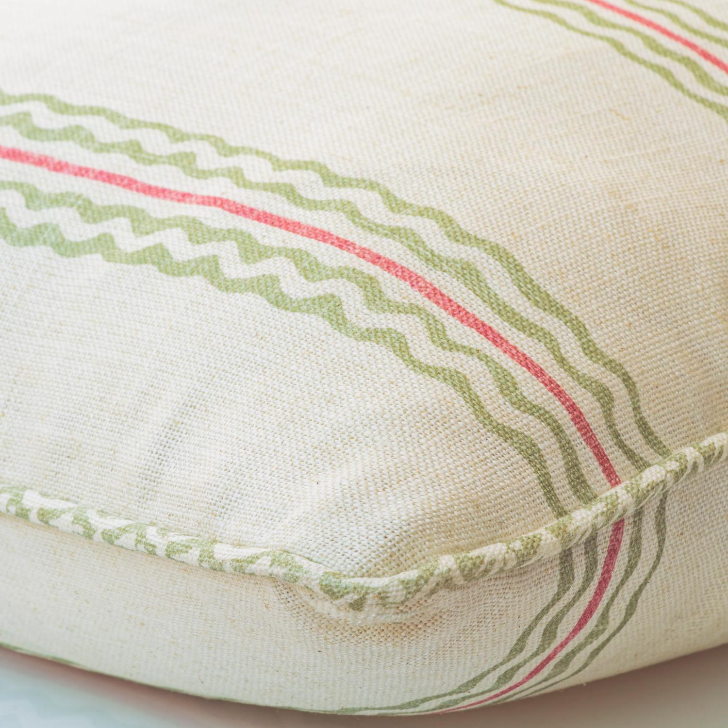 Rhubarb Fennel Sustainable Feather Cushion 55cm X 55cm - Andrew Martin Linen Linen Blend Stripe