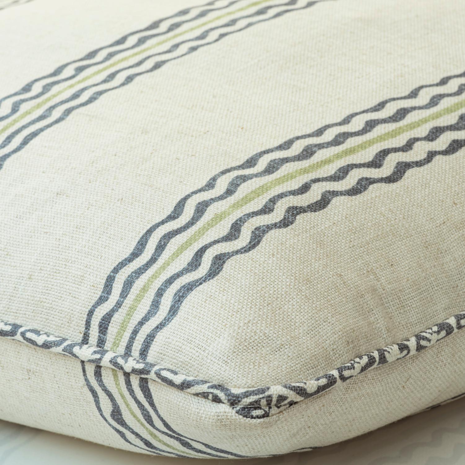 Rhubarb Iris Sustainable Feather Cushion 55cm X 55cm - Andrew Martin Linen Linen Blend Stripe