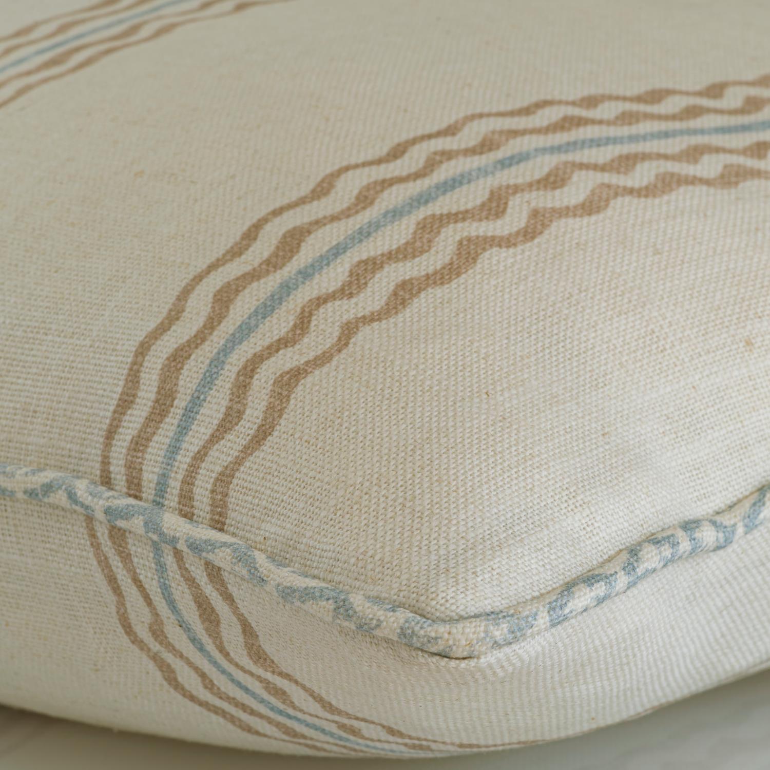 Rhubarb Stone Sustainable Feather Cushion 55cm X 55cm Sky - Andrew Martin Linen Linen Blend Stripe