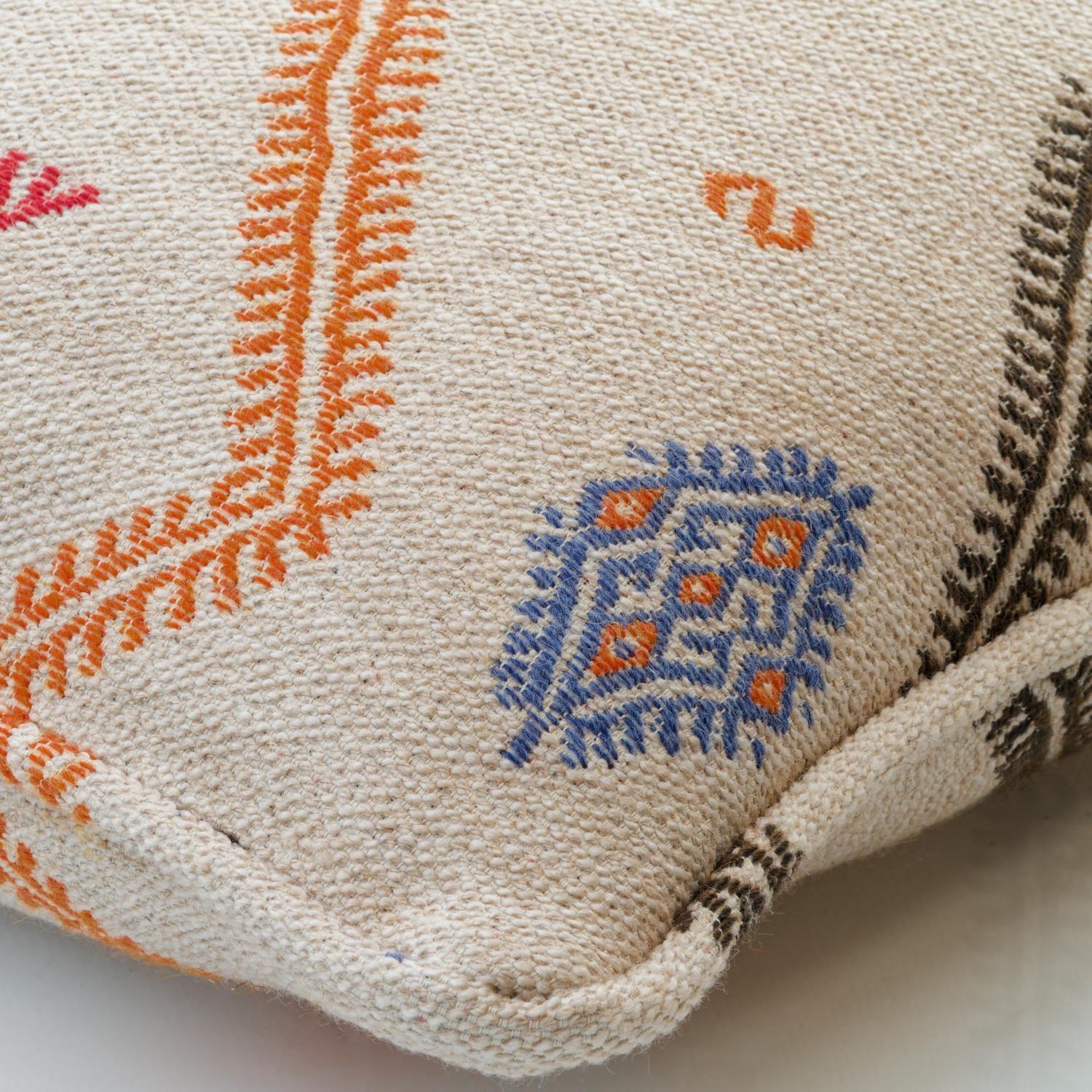 Diego Sand Sustainable Feather Cushion - Andrew Martin Kit Kemp Linen Linen Blend Embroidered Geometric
