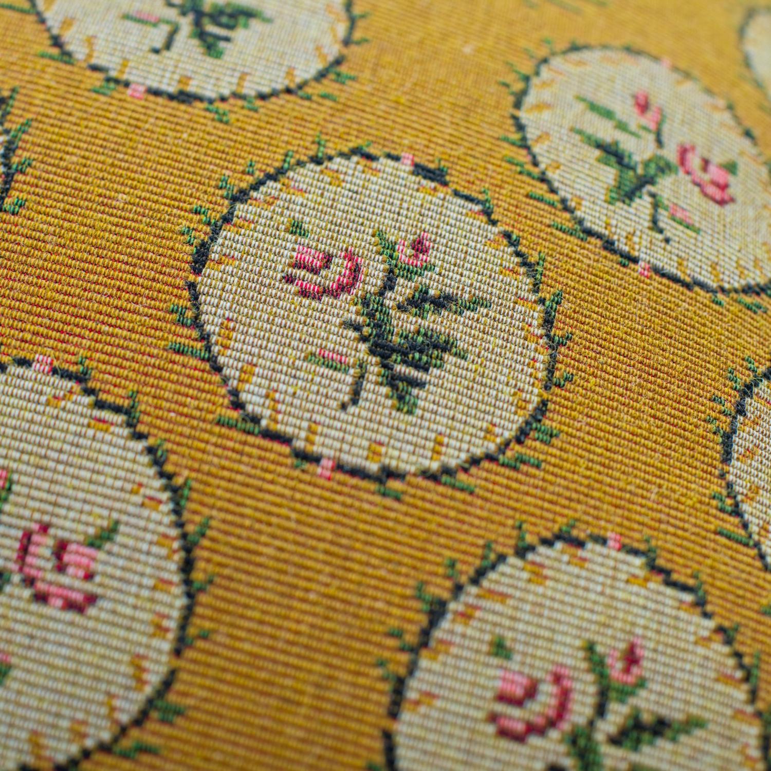 Bobbin Sunshine Sustainable Feather Cushion - Andrew Martin Kit Kemp Linen Blend Viscose Blend Wool Blend Embroidered Floral Weave