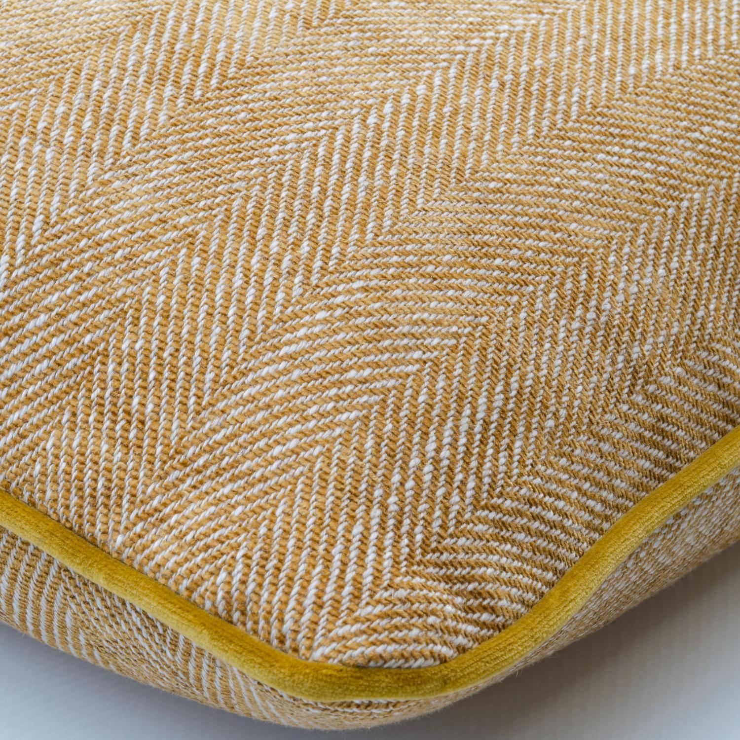 Summit Ginger Sustainable Feather Cushion 55cm X 55cm - Andrew Martin Viscose Blend Herringbone Plain Weave