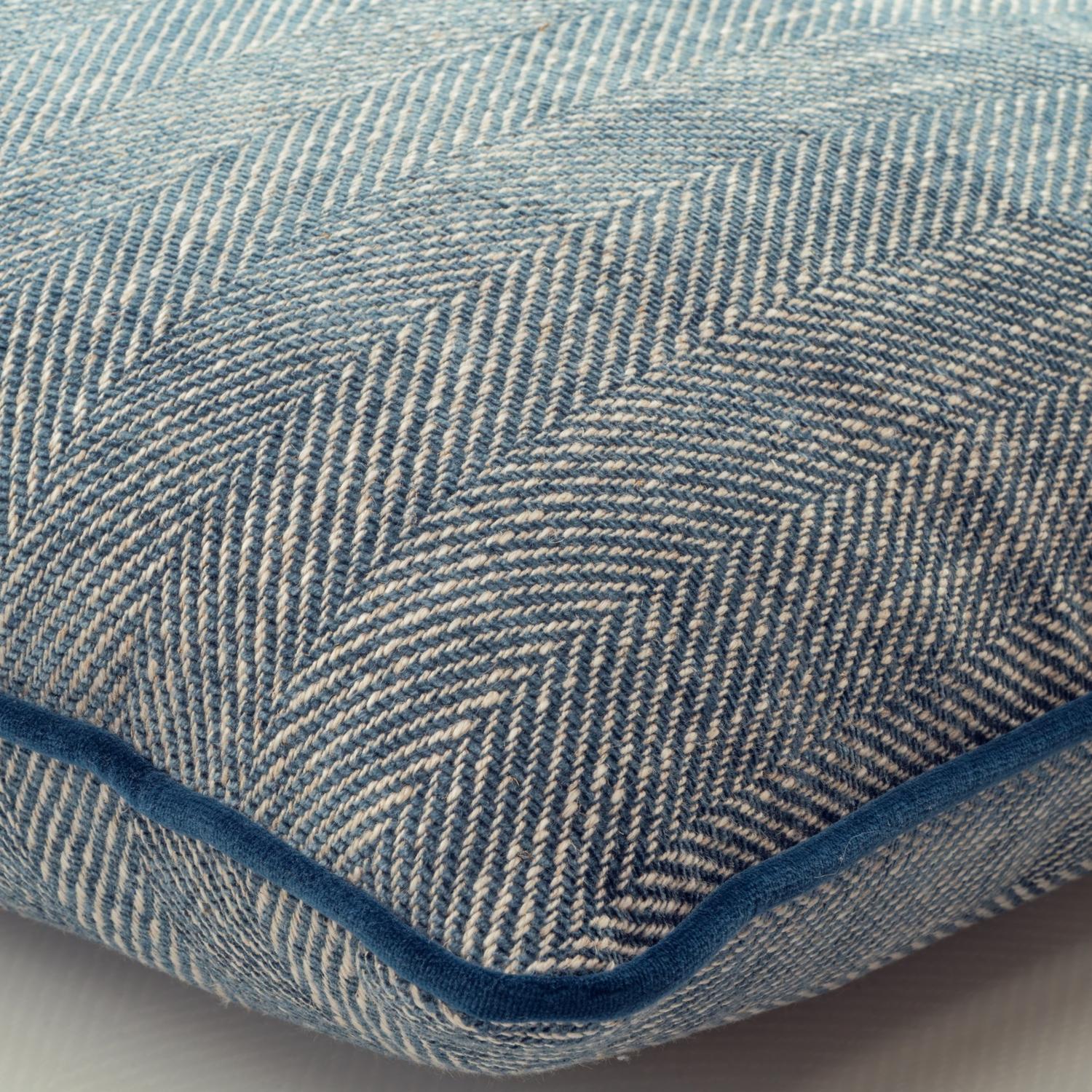 Summit Denim Sustainable Feather Cushion 55cm X 55cm - Andrew Martin Viscose Blend Herringbone Plain Weave