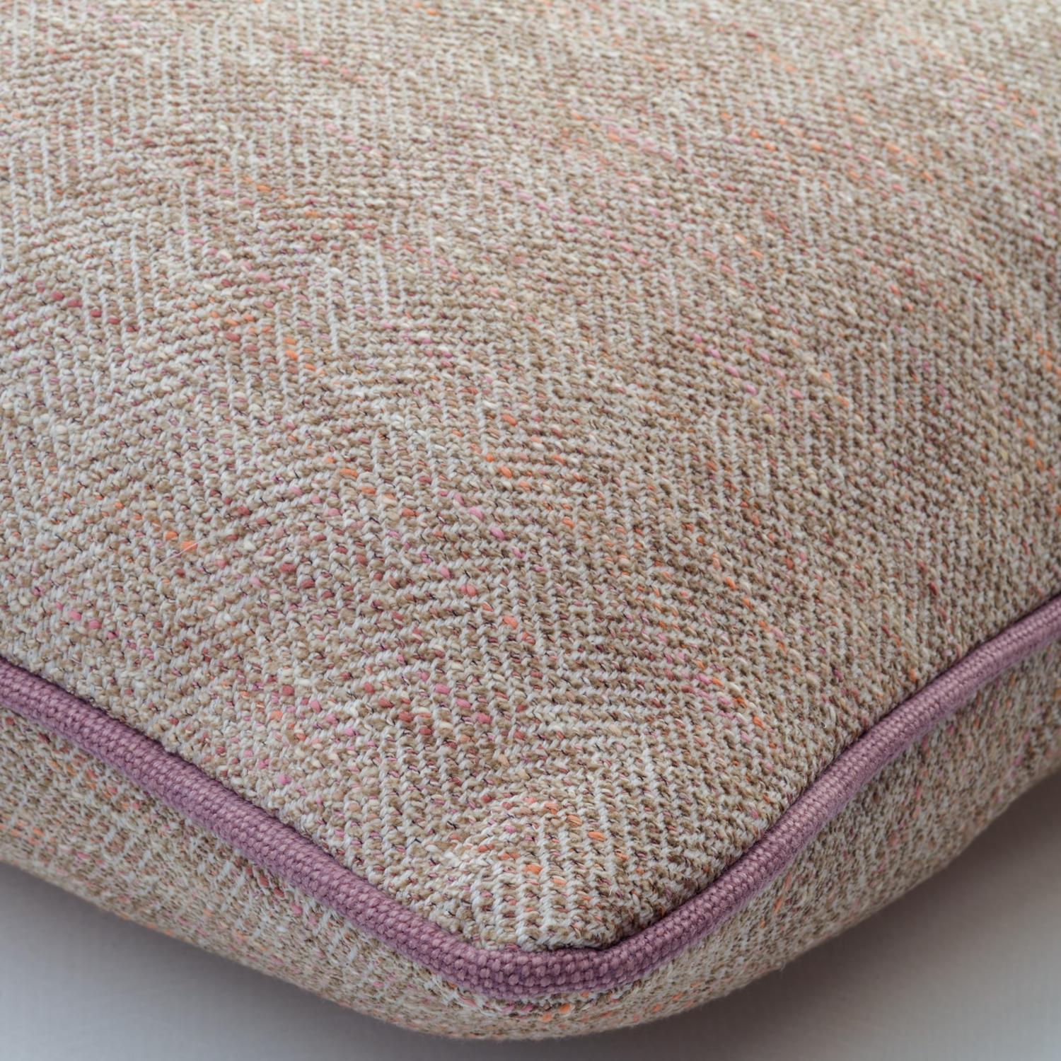 Delphini Biscotti Sustainable Feather Cushion 55cm X 55cm - Andrew Martin Cotton Blend Herringbone Plain Weave