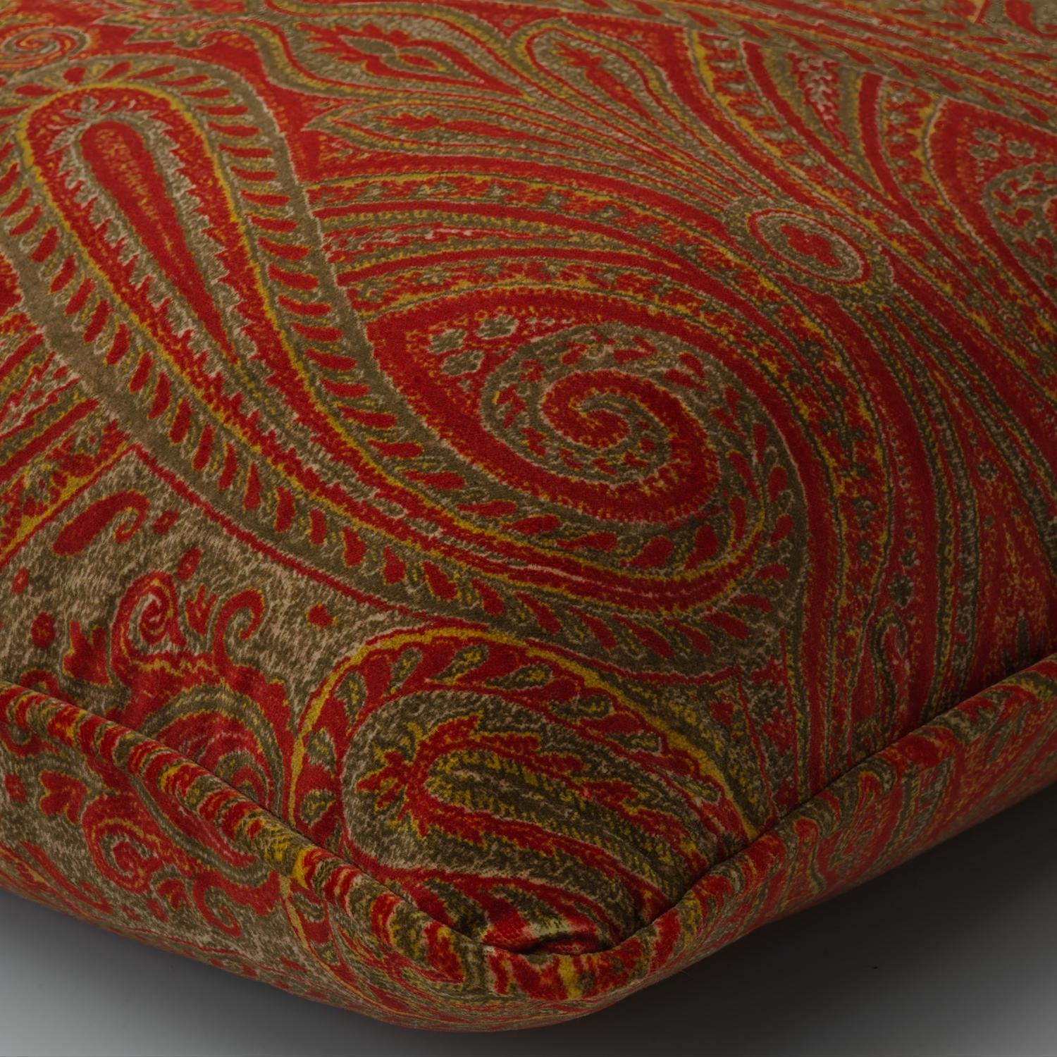 Bonfire Autumn Sustainable Feather Cushion 55cm X 55cm - Andrew Martin Velvet Floral Paisley