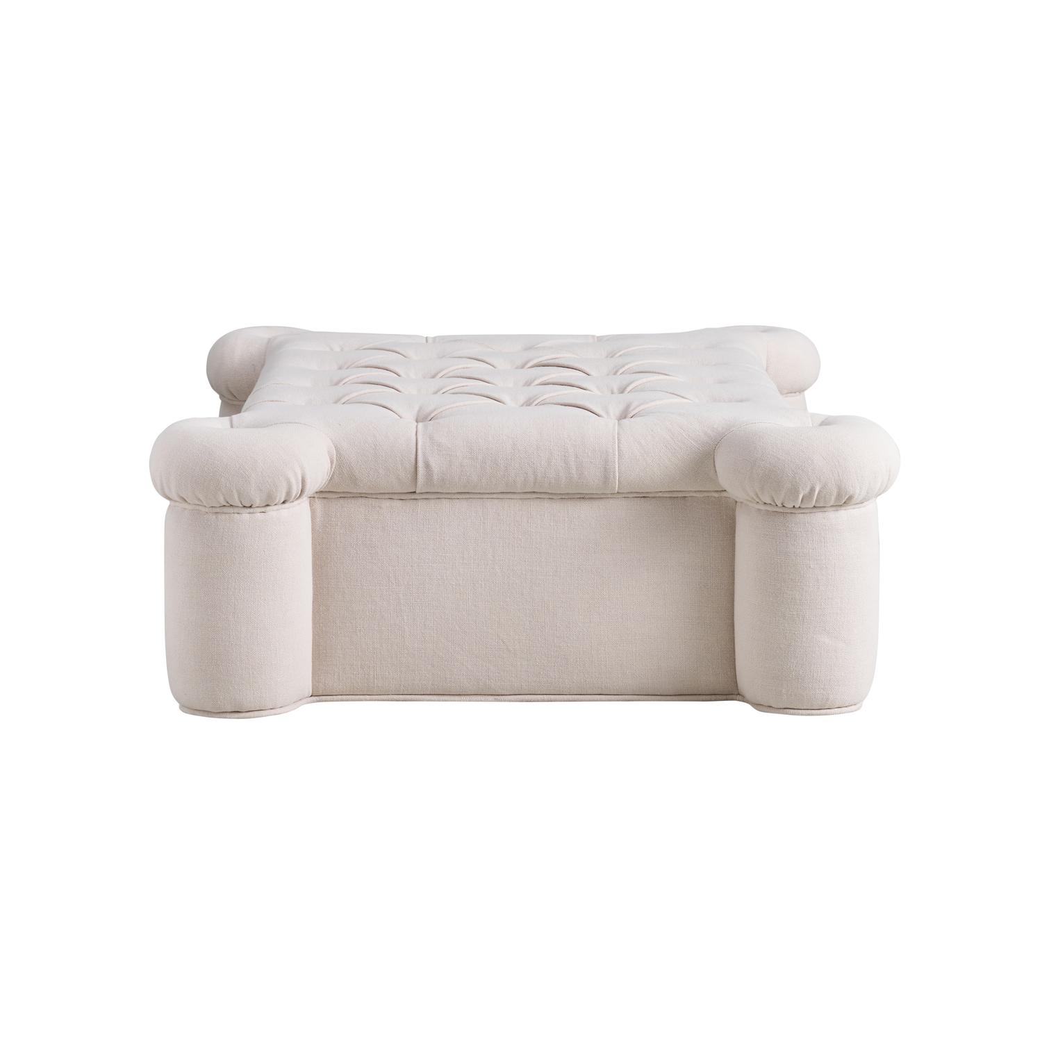Quatrefoil Ottoman Stool Light Neutral - Andrew Martin Linen