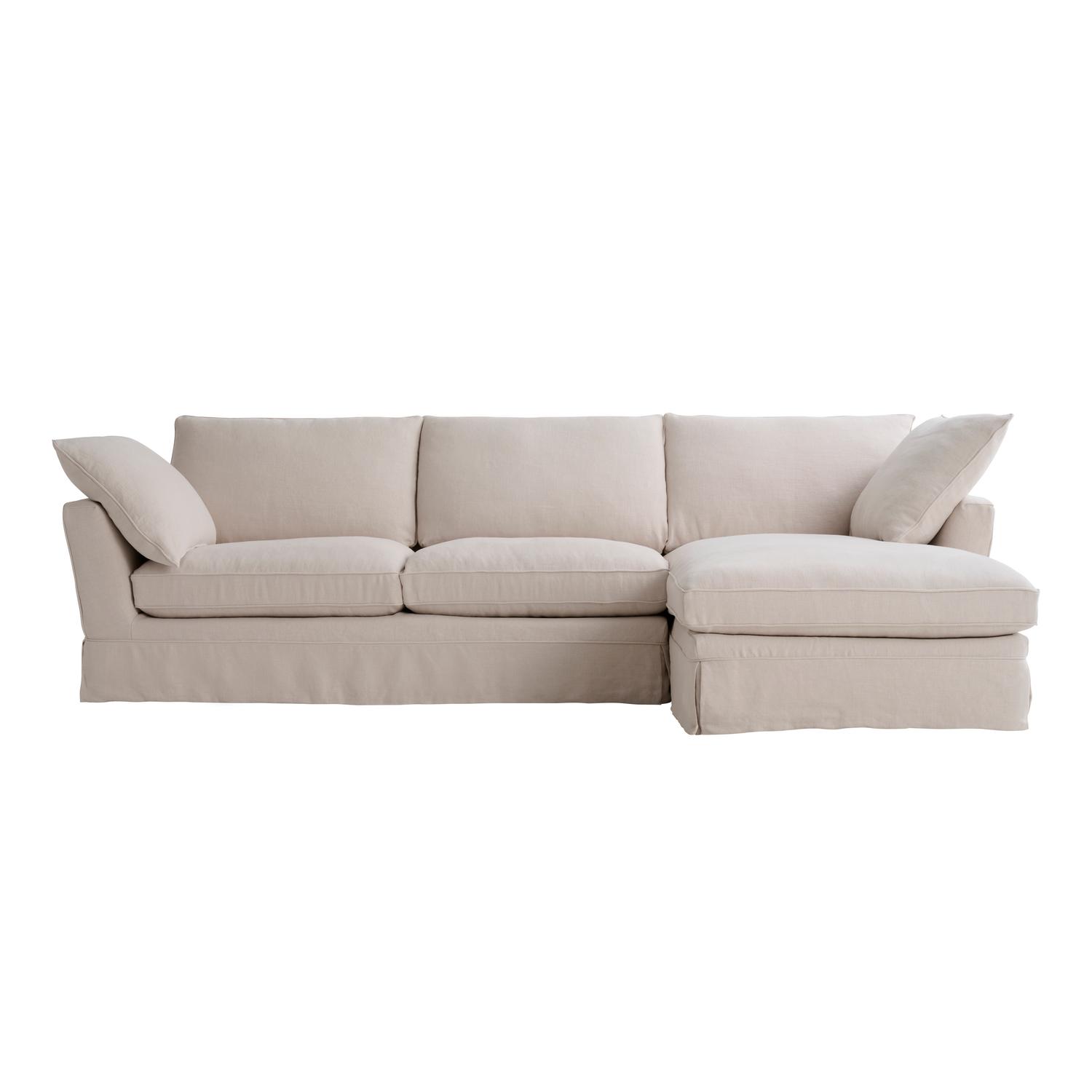 Cadogan Chaise Sofa Sofa Right Hand Facing Light Neutral - Andrew Martin Linen