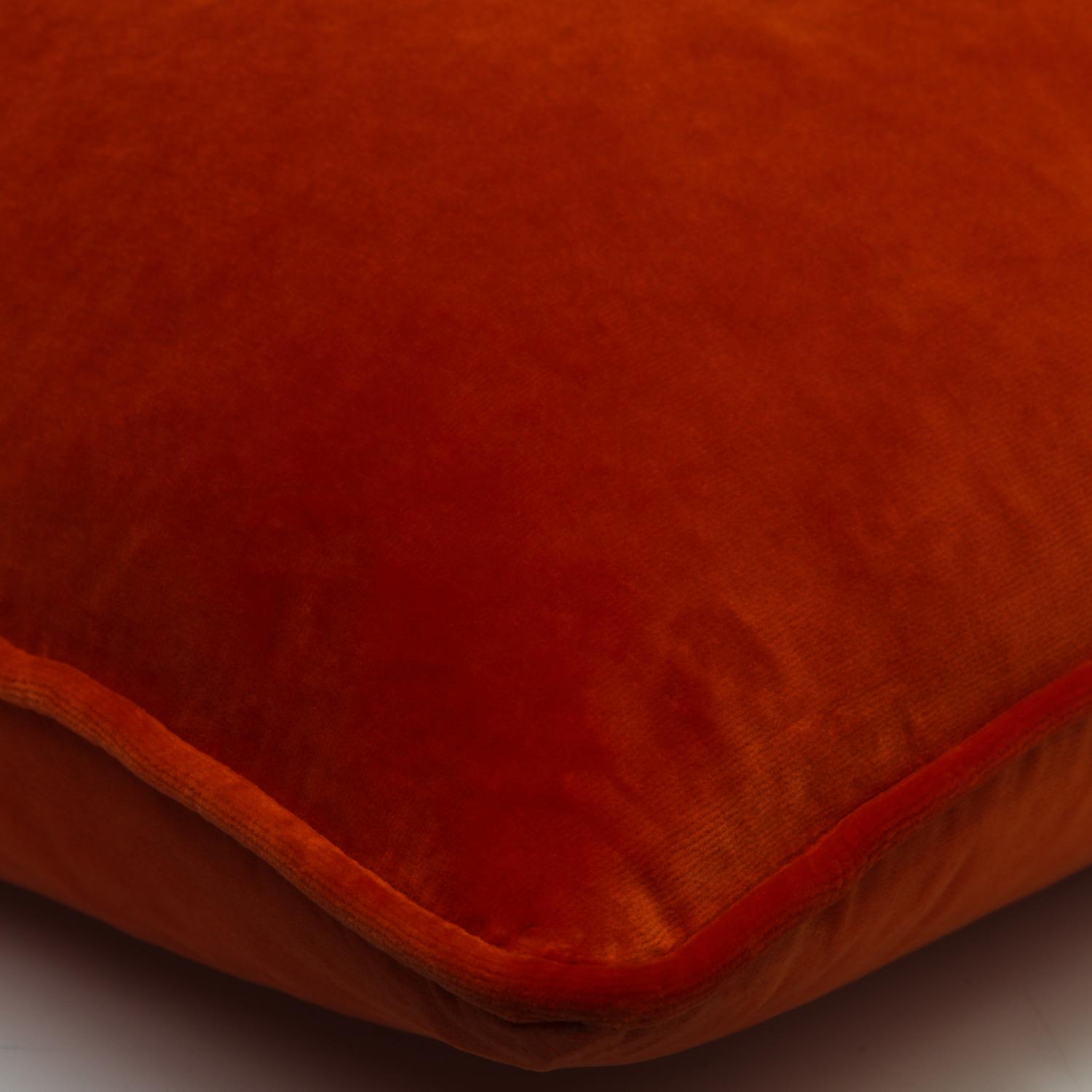 Medici Burnt Sienna Sustainable Feather Cushion - Andrew Martin Eco-conscious Cotton Velvet Plain