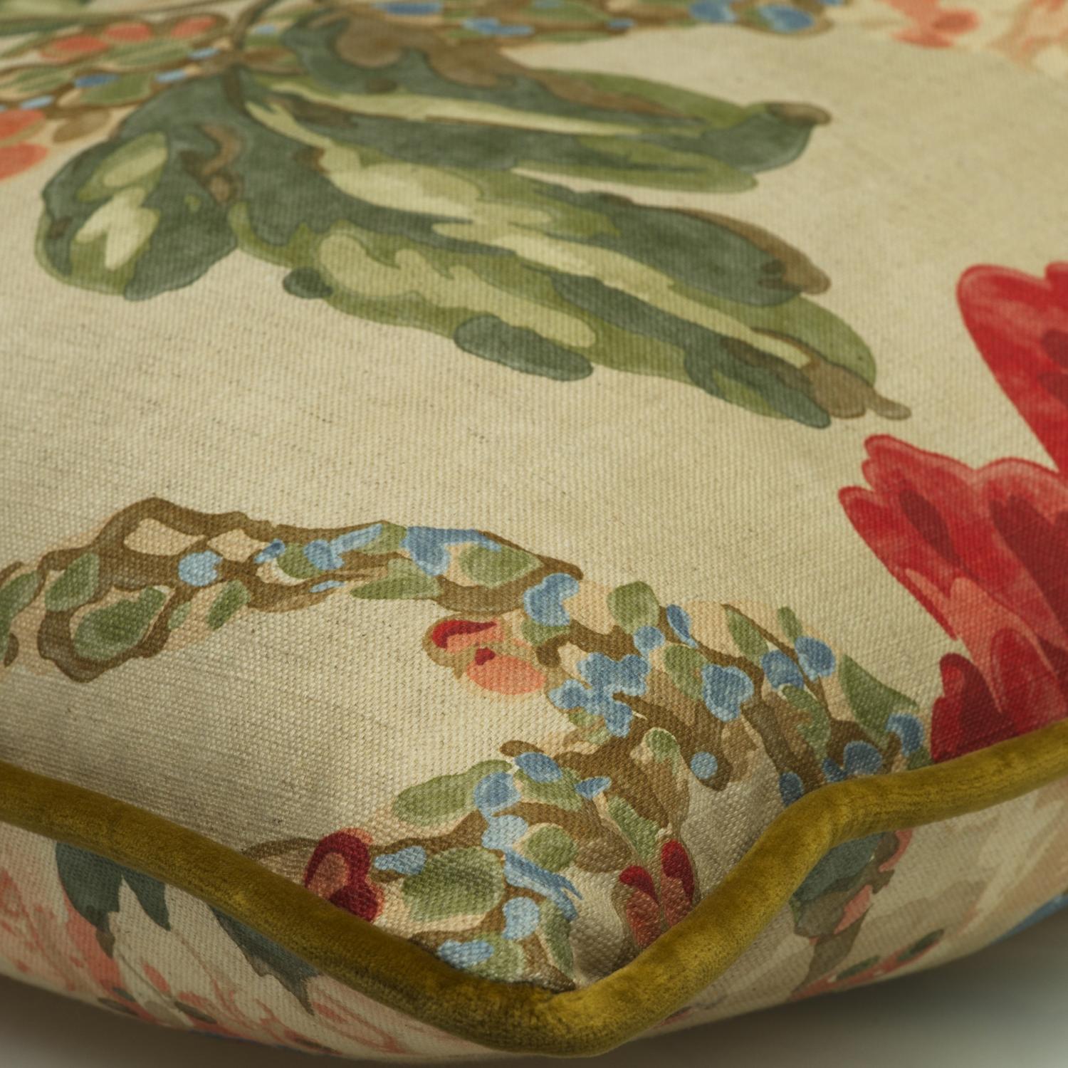 Peony Natural Sustainable Feather Cushion - Andrew Martin Eco-conscious Cotton Cotton Blend Linen Linen Blend Floral