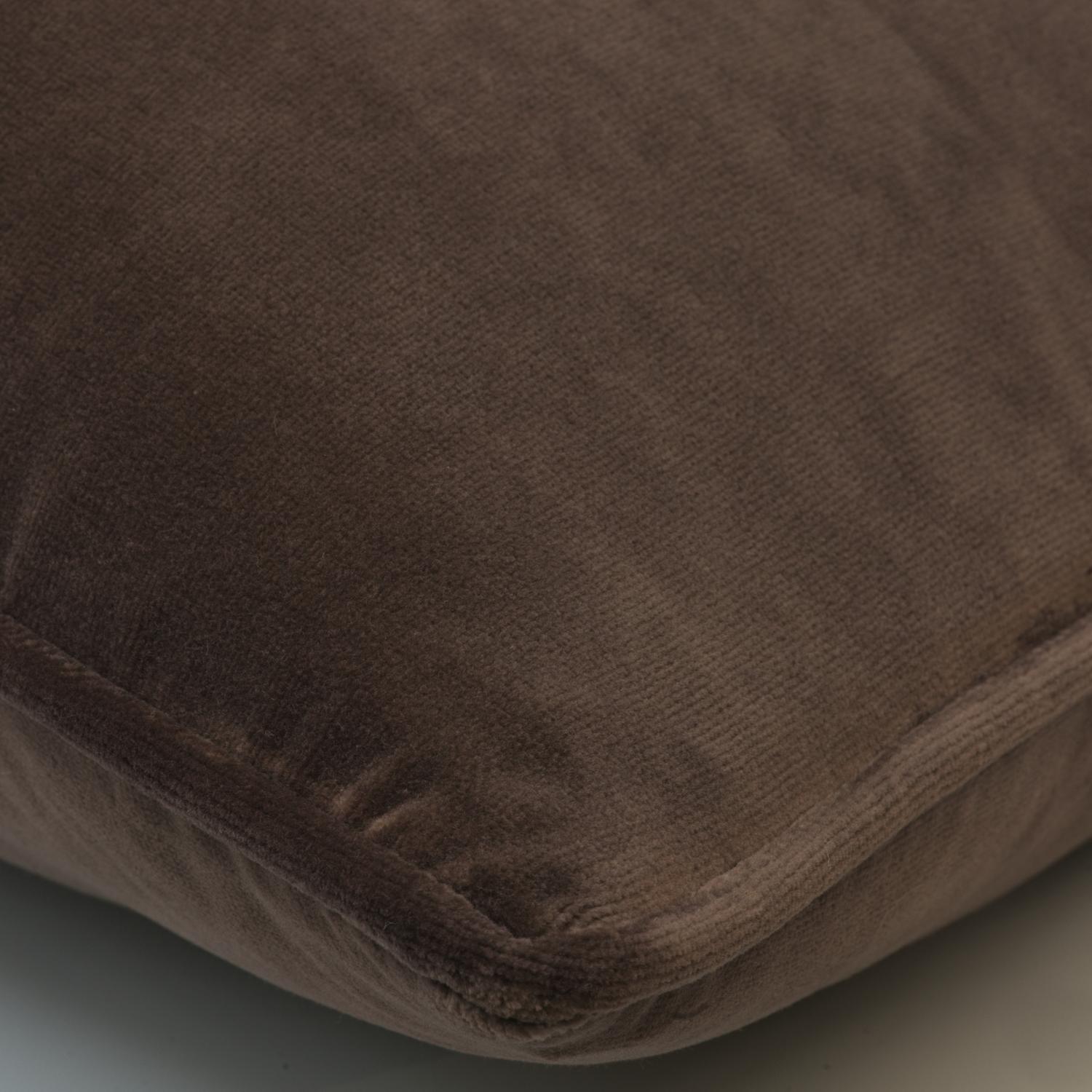 Medici Mocha Sustainable Feather Cushion - Andrew Martin Eco-conscious Cotton Velvet Plain