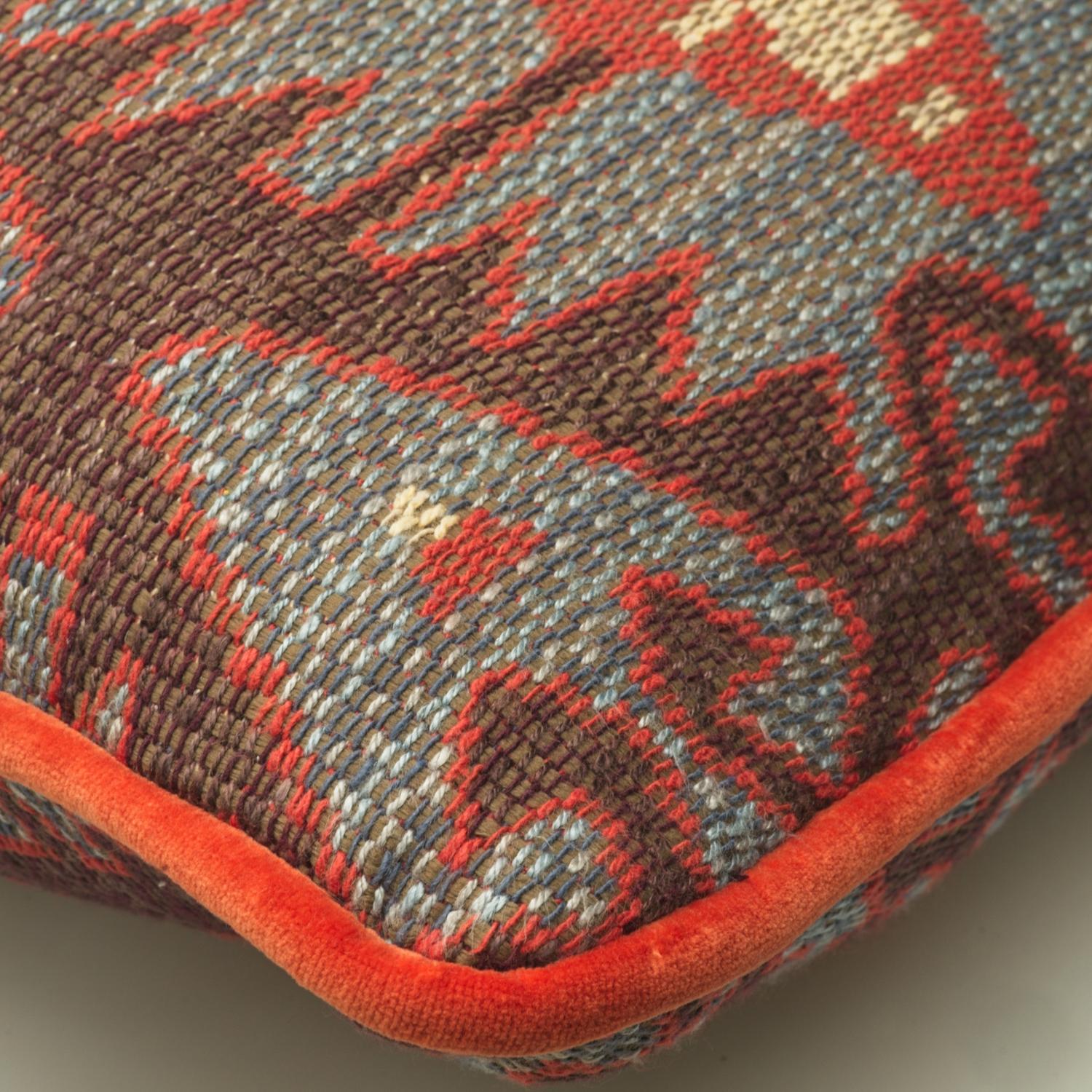 Espiga Blue Sustainable Feather Cushion 55cm X 55cm - Andrew Martin Cotton Blend Kilim