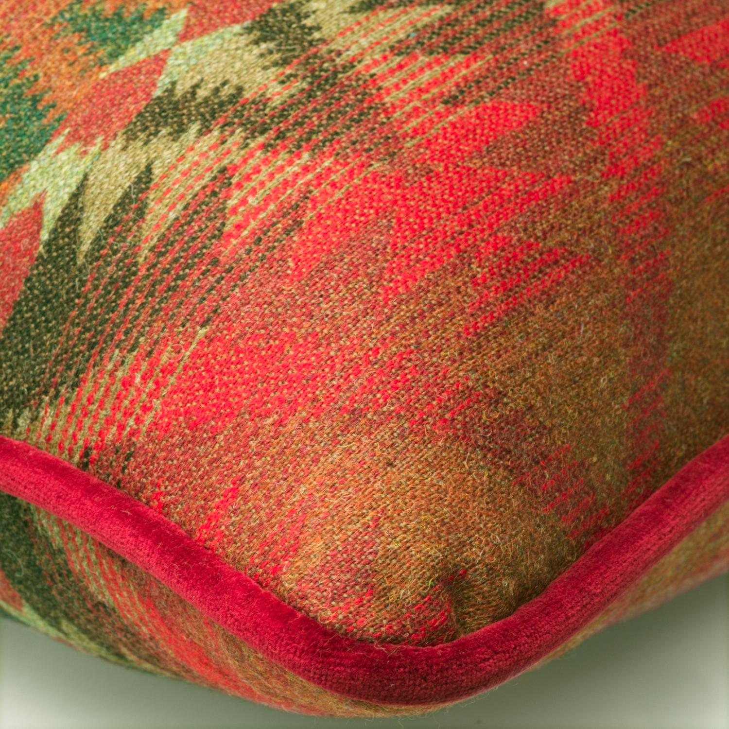Mendoza Malbec Sustainable Feather Cushion 55cm X 55cm Red - Andrew Martin Wool Geometric Kilim