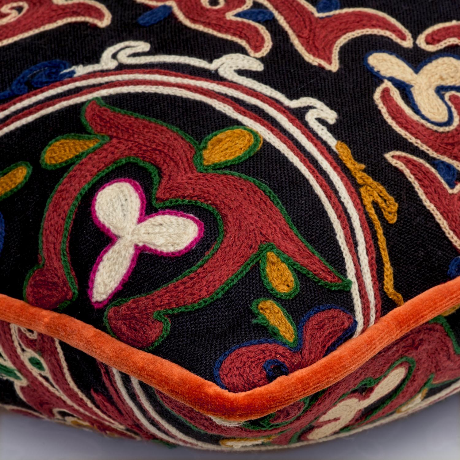 Yurt Ember Sustainable Feather Cushion - Andrew Martin Linen Linen Blend Embroidered Floral Geometric