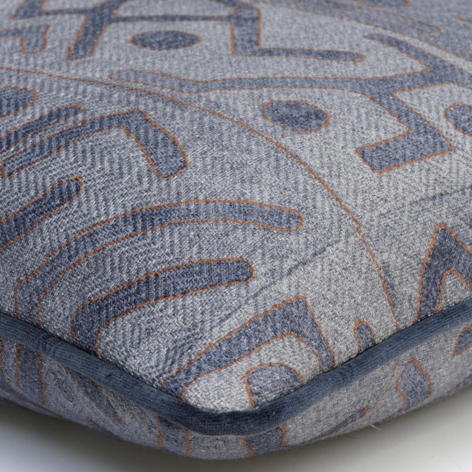 Ashanti Denim Sustainable Feather Cushion 55cm X 55cm - Andrew Martin Linen Linen Blend Viscose Blend Geometric