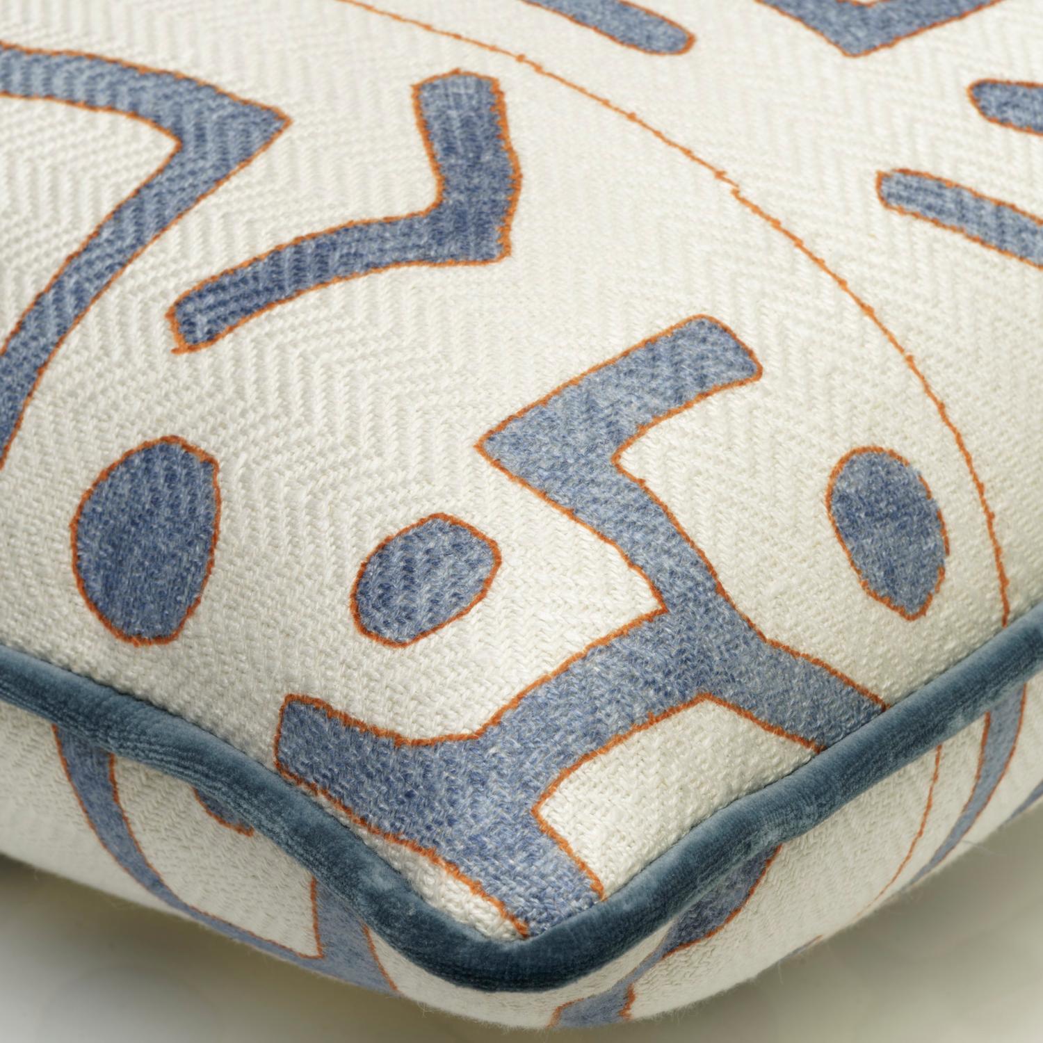 Ashanti Denim White Sustainable Feather Cushion 55cm X 55cm Denim White - Andrew Martin Linen Linen Blend Viscose Blend Geometric