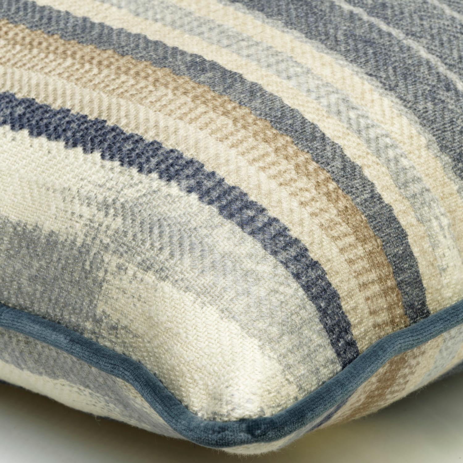 Nineveh Denim Sustainable Feather Cushion 55cm X 55cm - Andrew Martin Linen Linen Blend Viscose Blend Stripe