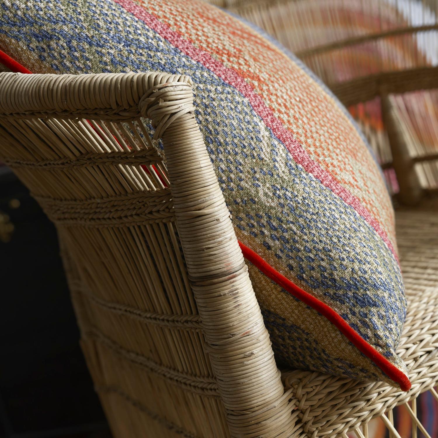 Isthmus Brick Green Sustainable Feather Cushion 55cm X 55cm Brick Green - Andrew Martin Linen Linen Blend Viscose Blend Herringbone Stripe