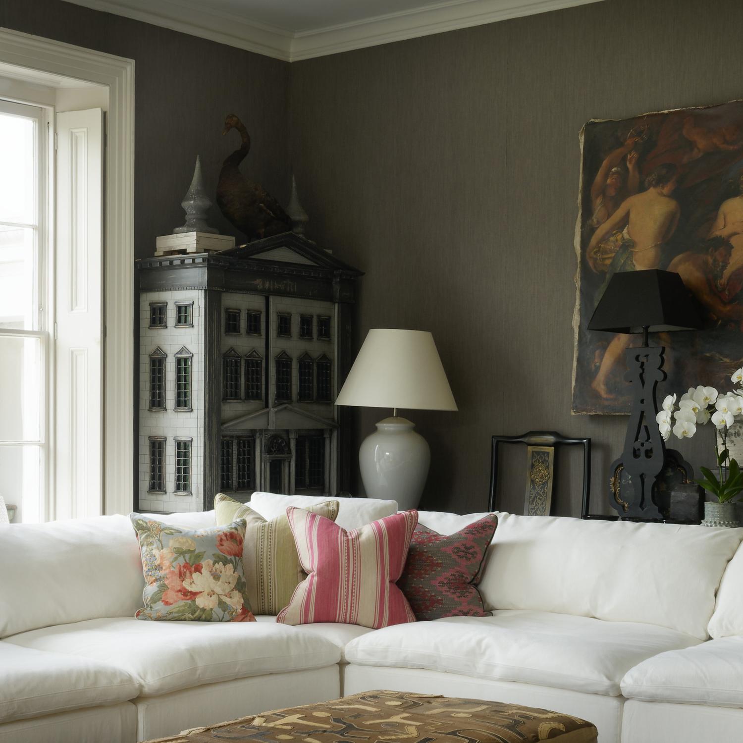 Las Salinas 9 Sustainable Feather Cushion 55cm X 55cm Pink - Andrew Martin Cotton Blend Kilim Stripe