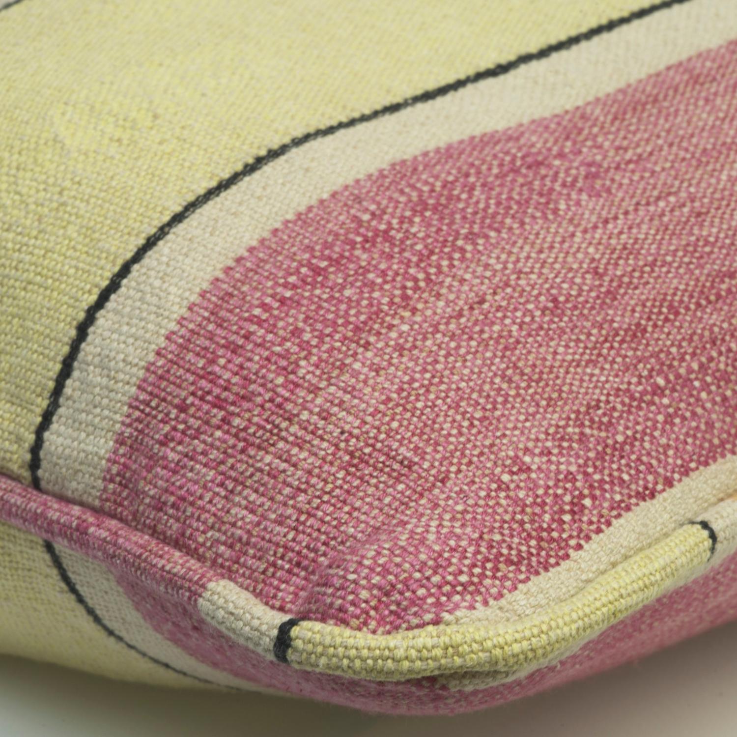 Santorini Lime Rose Sustainable Feather Cushion 55cm X 40cm Limerose - Andrew Martin Cotton Cotton Blend Linen Linen Blend Stripe