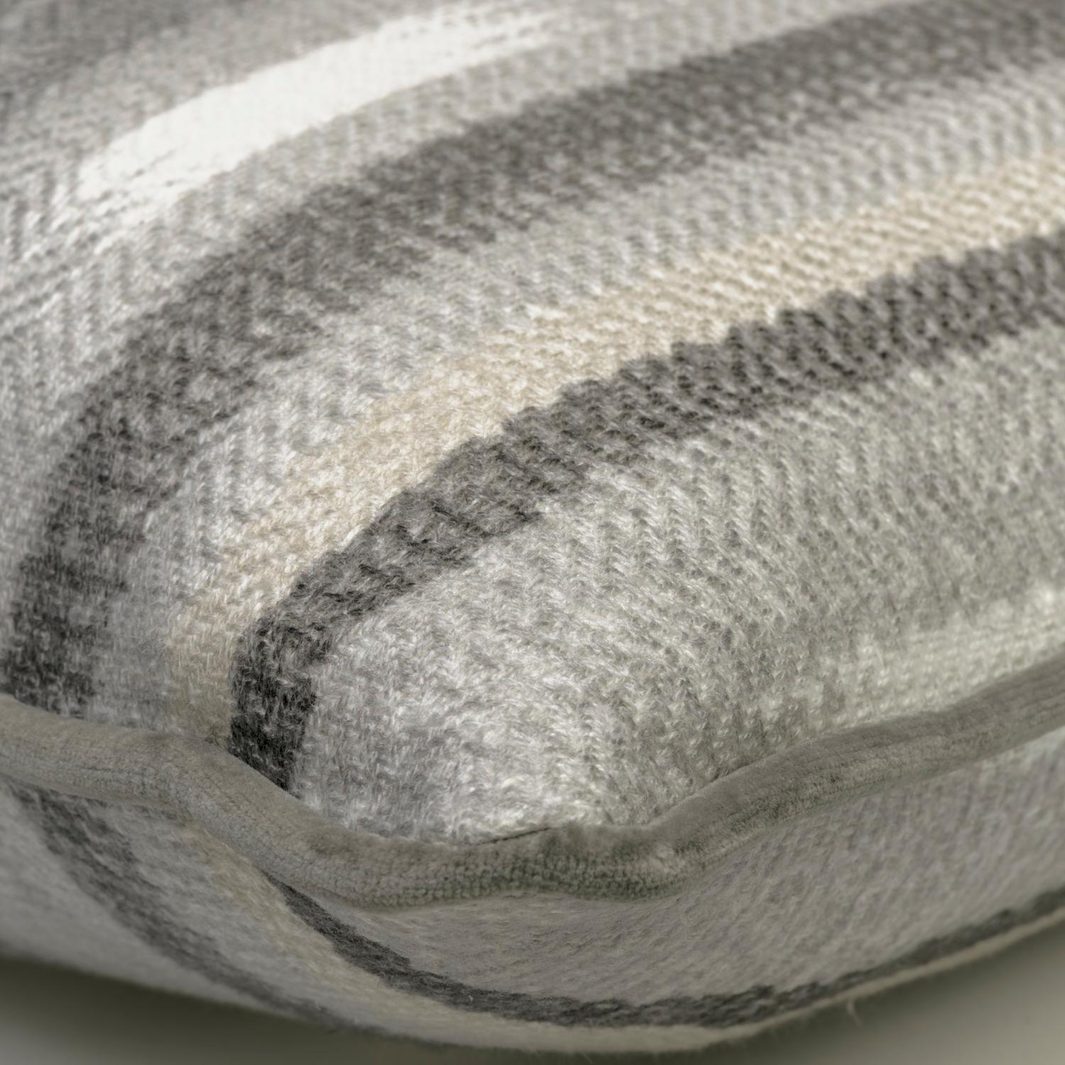 Nineveh Smoke Sustainable Feather Cushion 55cm X 35cm Slate - Andrew Martin Linen Linen Blend Viscose Blend Stripe