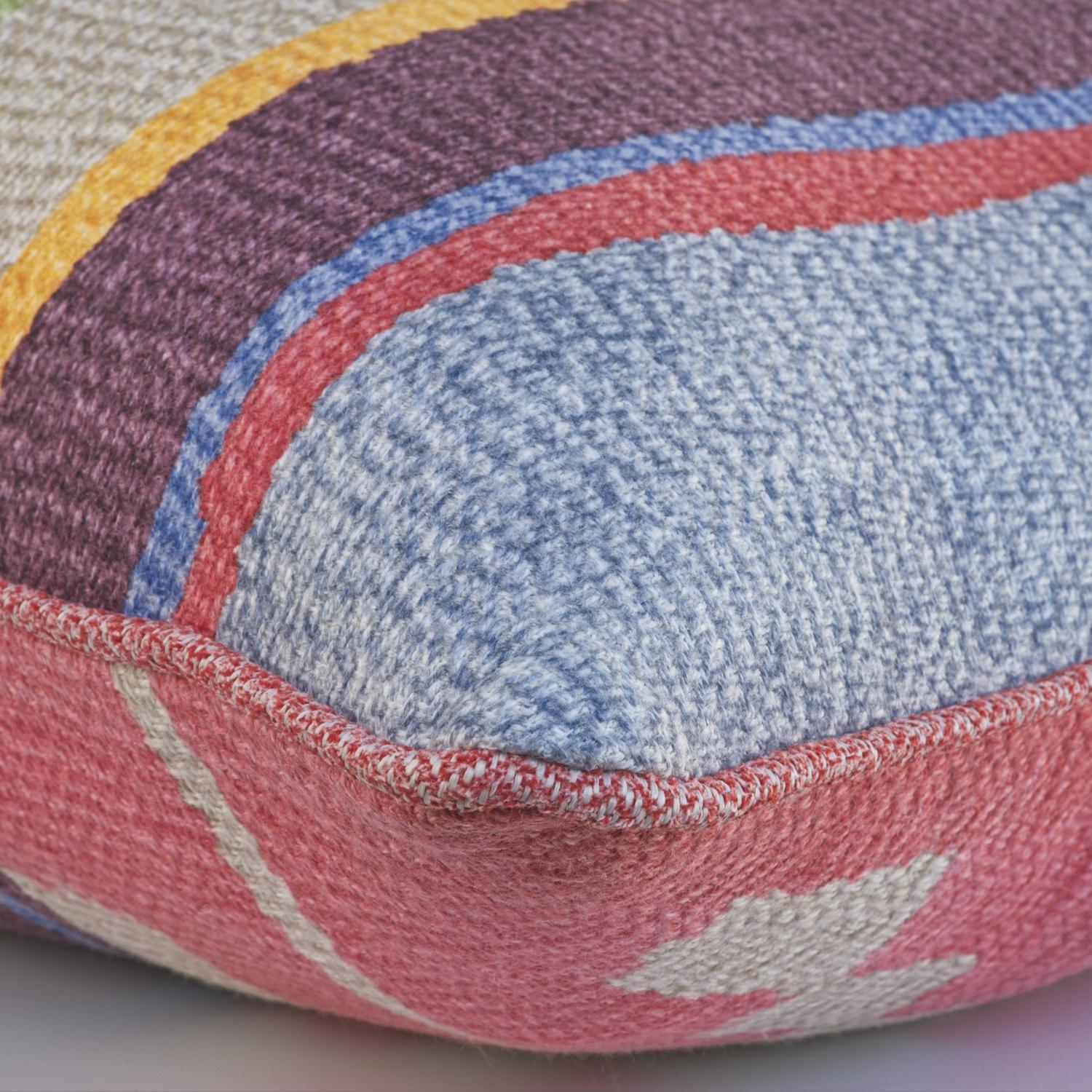 Indus Multi Sustainable Feather Cushion - Andrew Martin Linen Blend Ikat Stripe