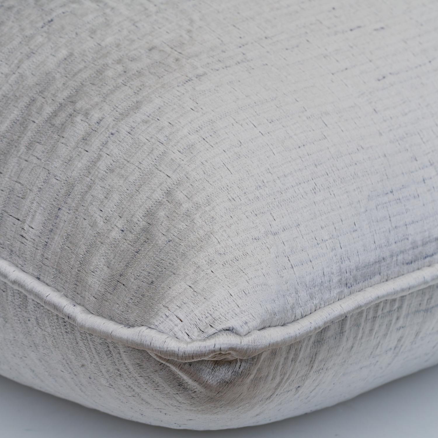 Columbus Silver Sustainable Feather Cushion 55cm X 55cm - Andrew Martin Satin Plain