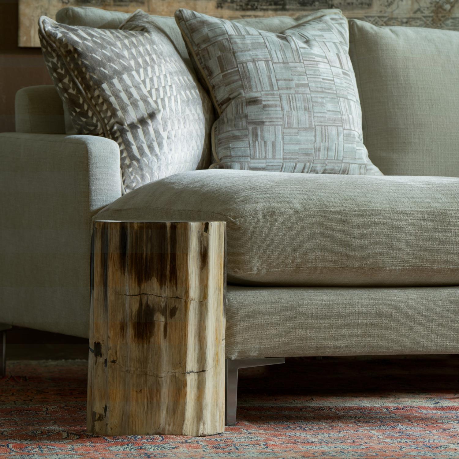 Lexington Smoke Sustainable Feather Cushion 55cm X 55cm - Andrew Martin Velvet Geometric