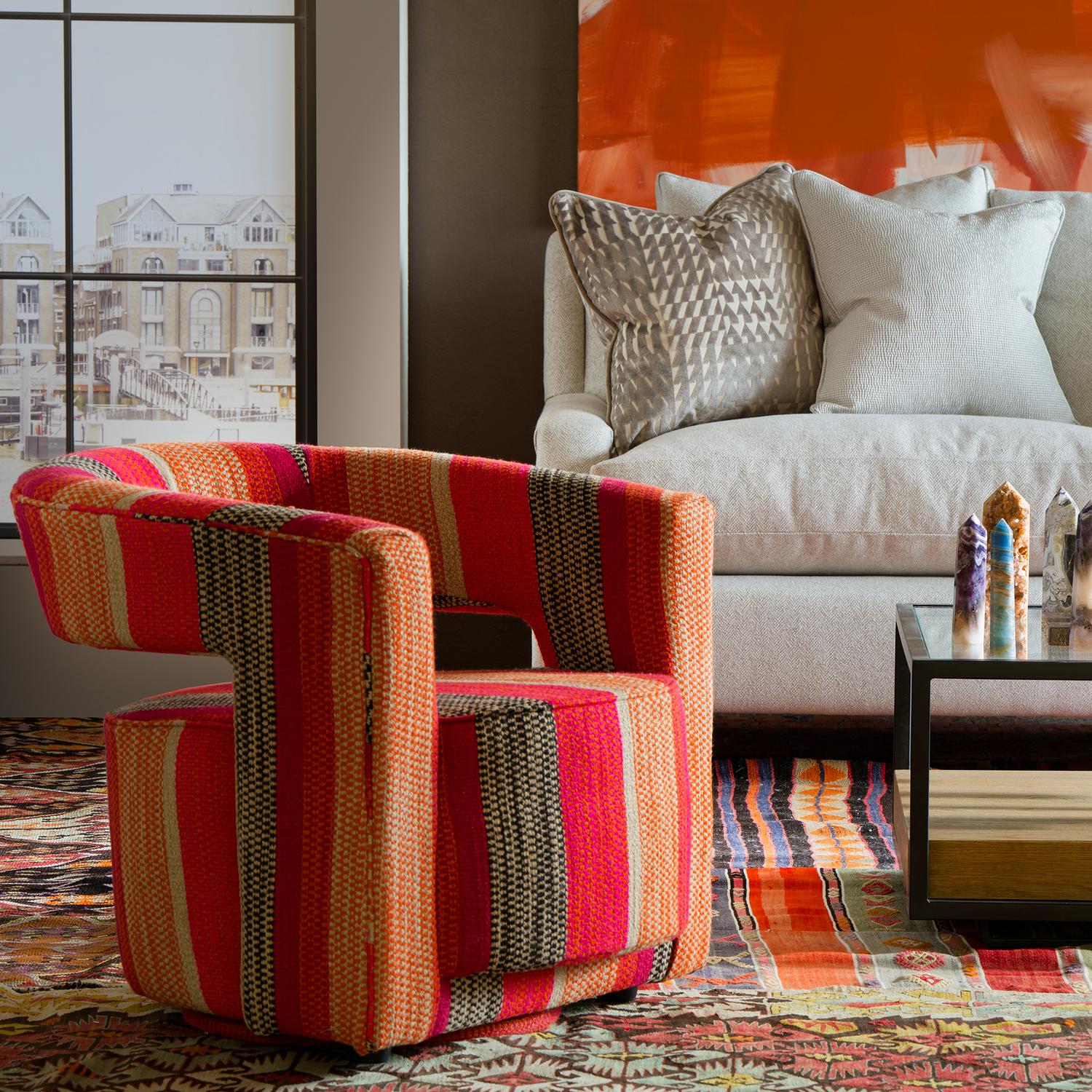 Madison Swivel Chair Llama Orange Swivel Chair Llama Orange - Andrew Martin Linen