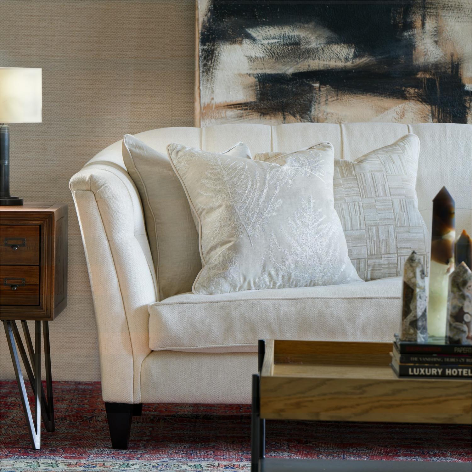 Lexington Ivory Sustainable Feather Cushion 55cm X 55cm - Andrew Martin Velvet Geometric