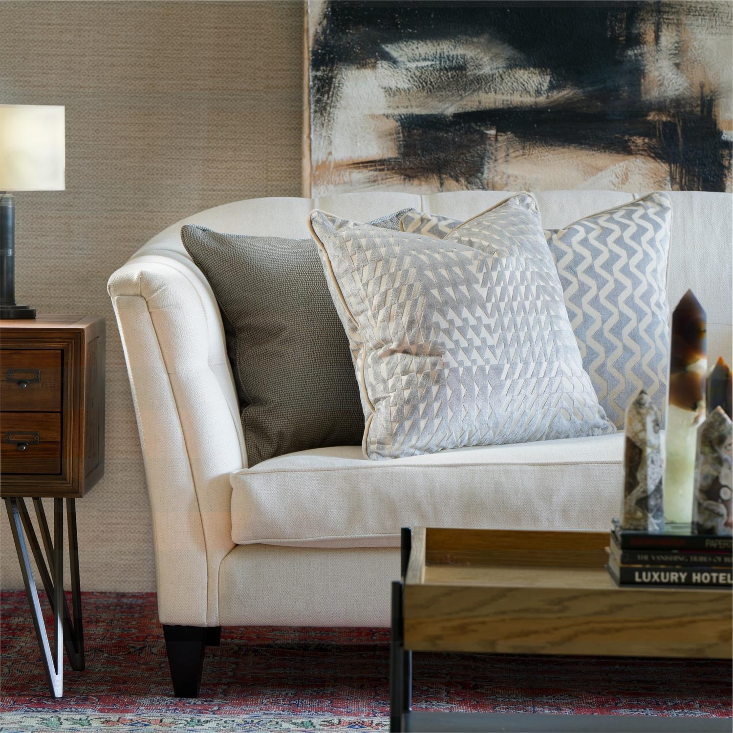 Park Smoke Sustainable Feather Cushion 55cm X 55cm - Andrew Martin Velvet Geometric